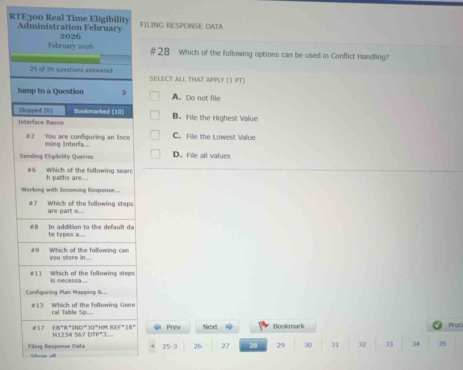 filing response data #28 which of the following options can be used in …