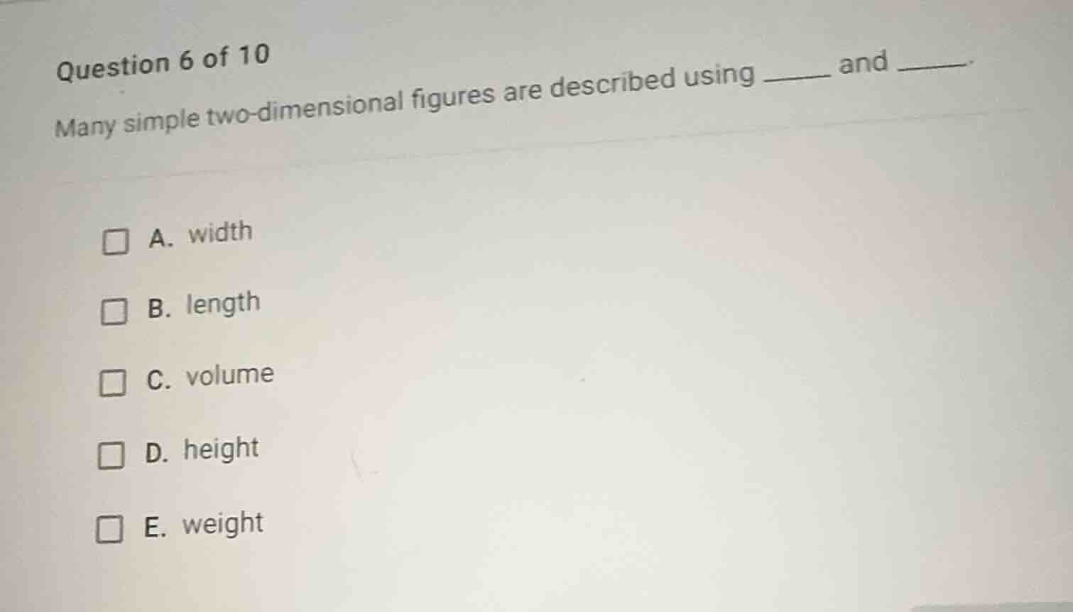 question 6 of 10 many simple two-dimensional figures are described usin…