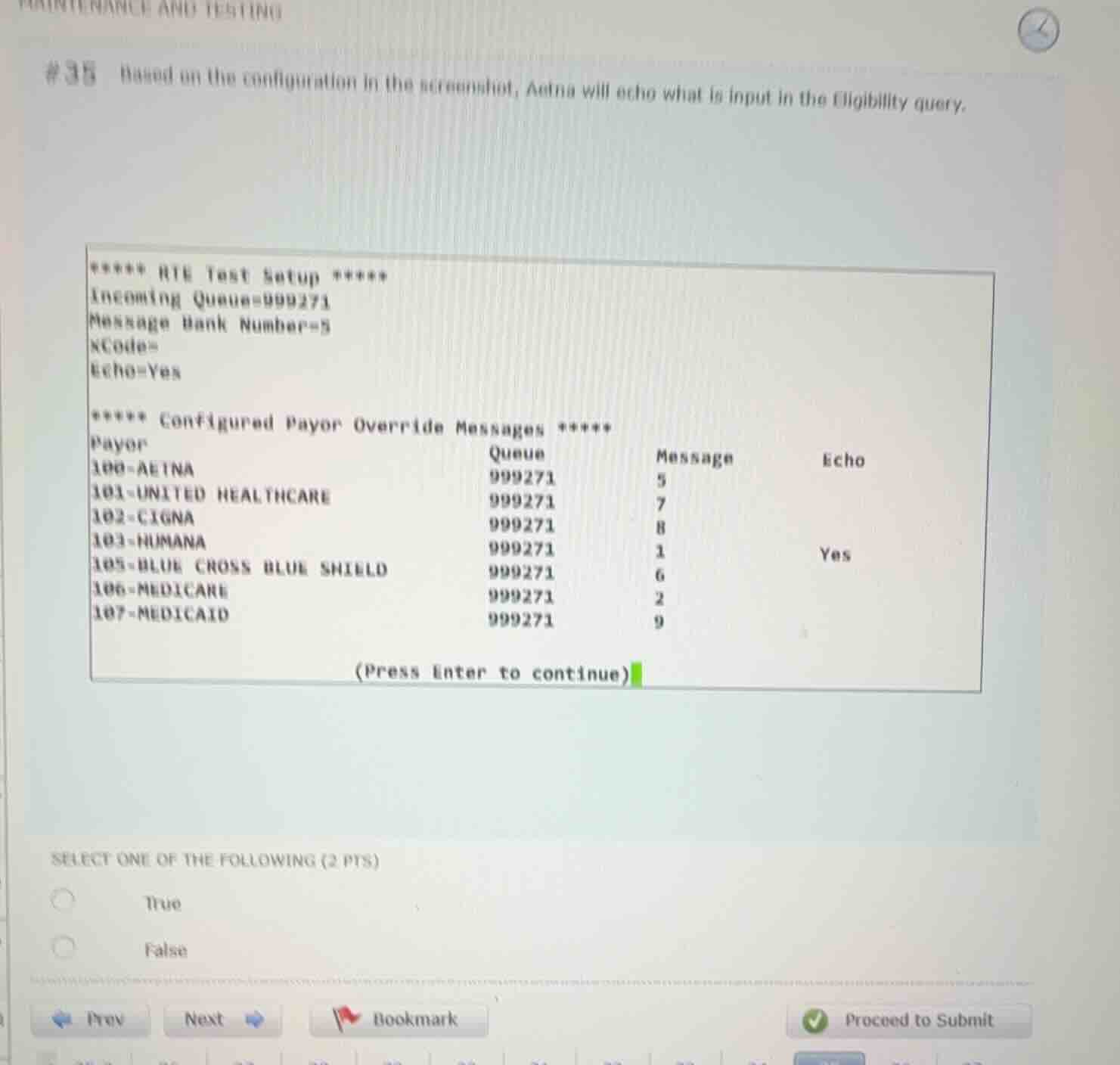 #35 based on the configuration in the screenshot, aetna will echo what …