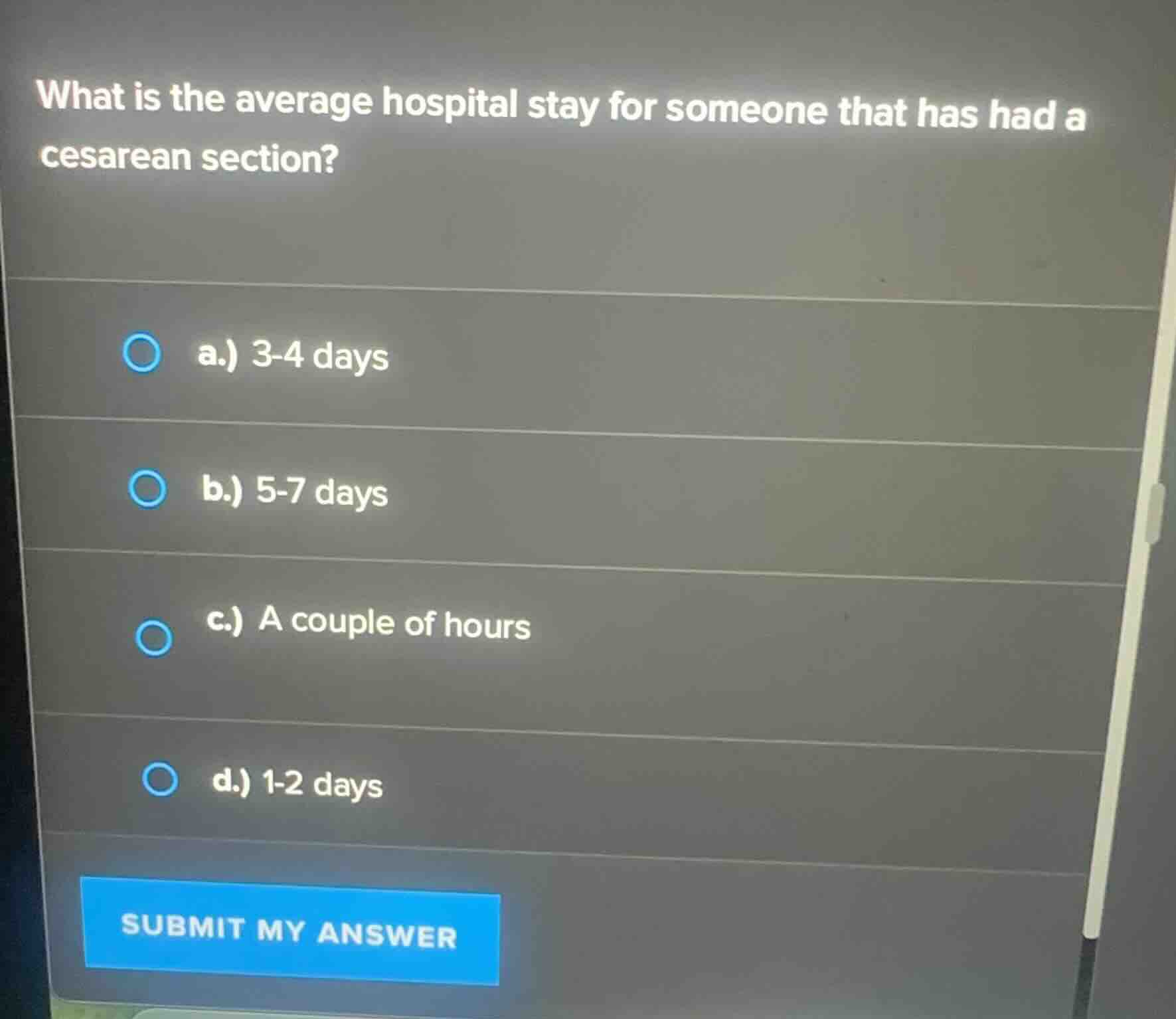 what is the average hospital stay for someone that has had a cesarean s…