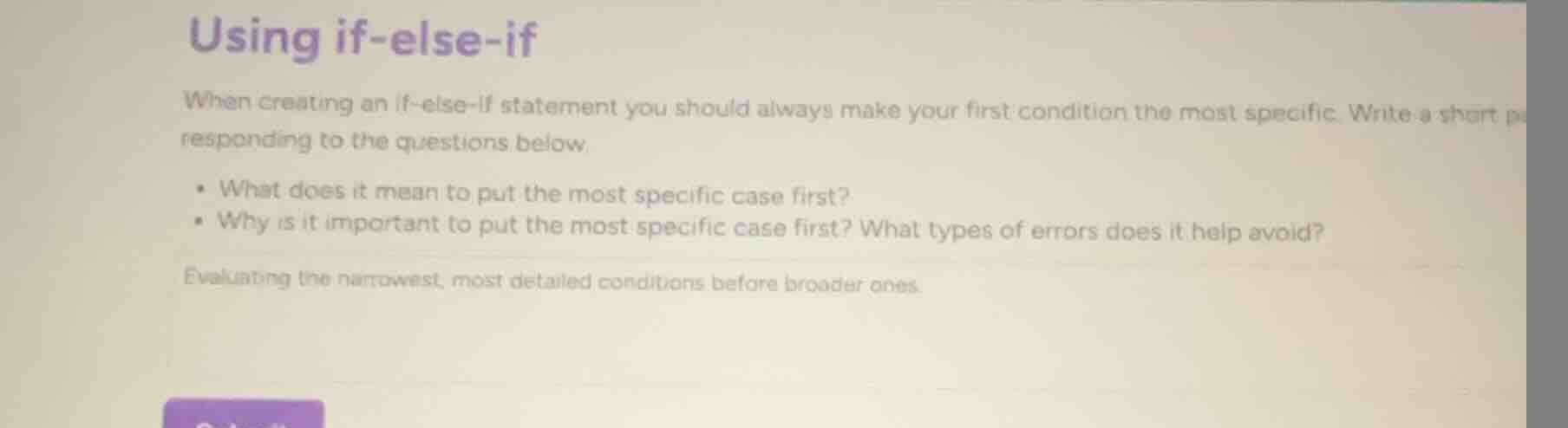 using if-else-if when creating an if-else-if statement you should alway…