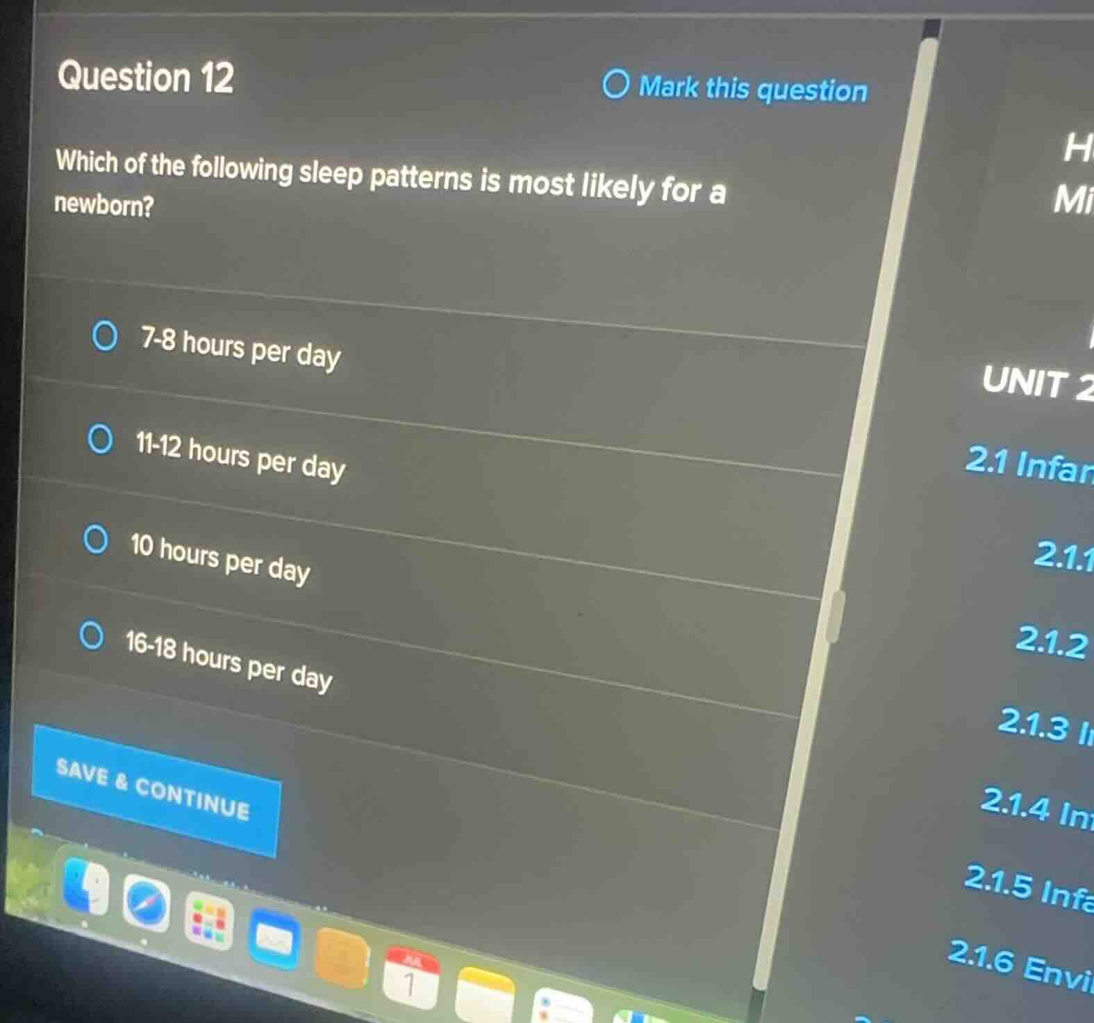 question 12 which of the following sleep patterns is most likely for a …
