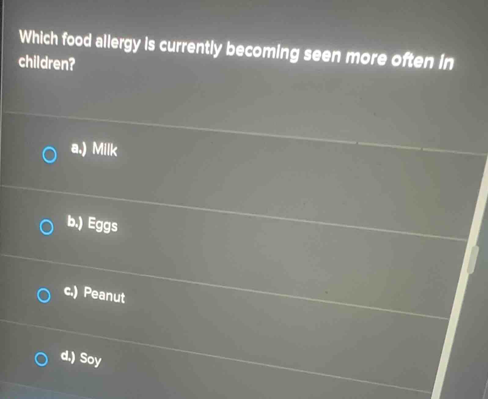 which food allergy is currently becoming seen more often in children? a…