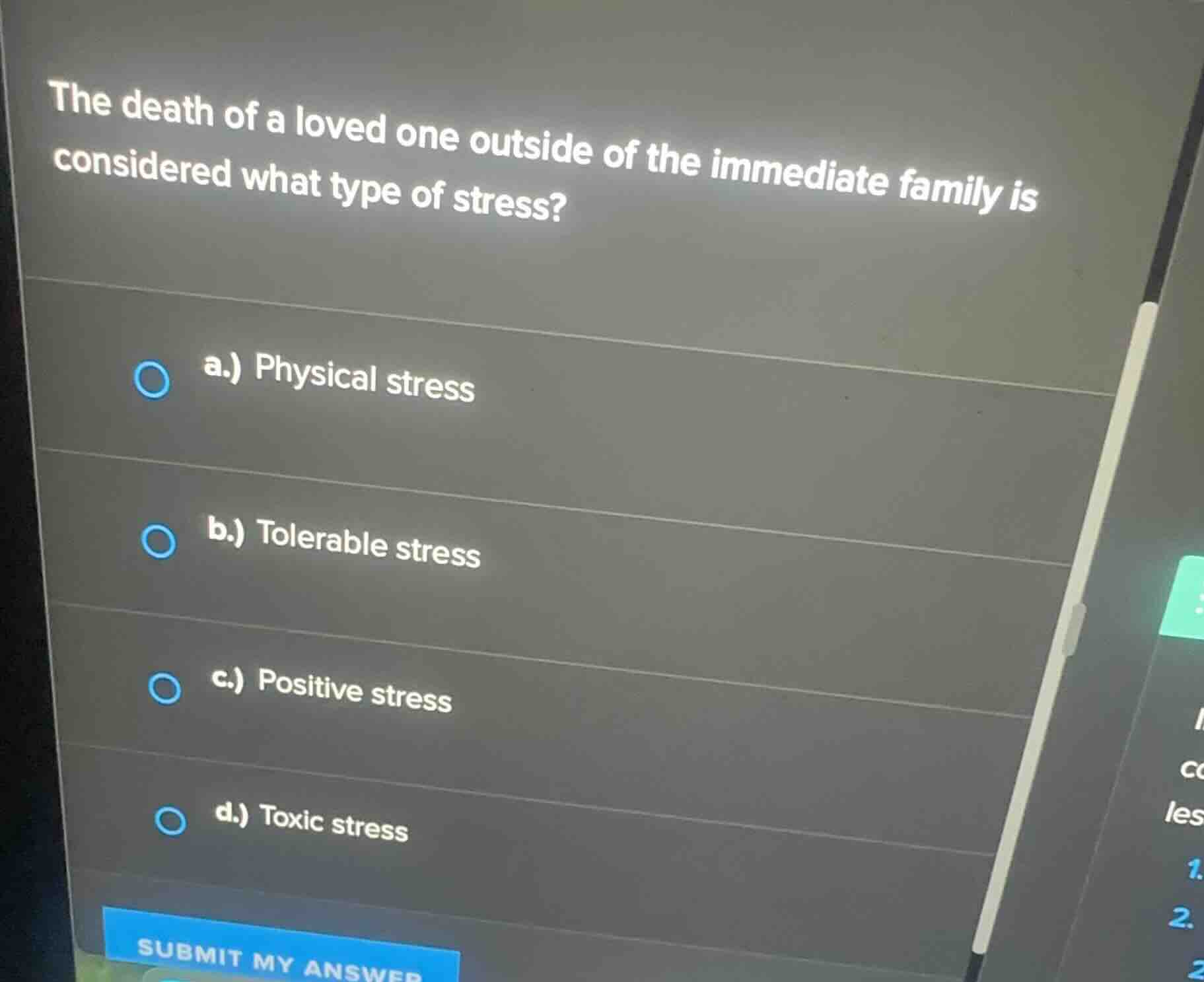 the death of a loved one outside of the immediate family is considered …