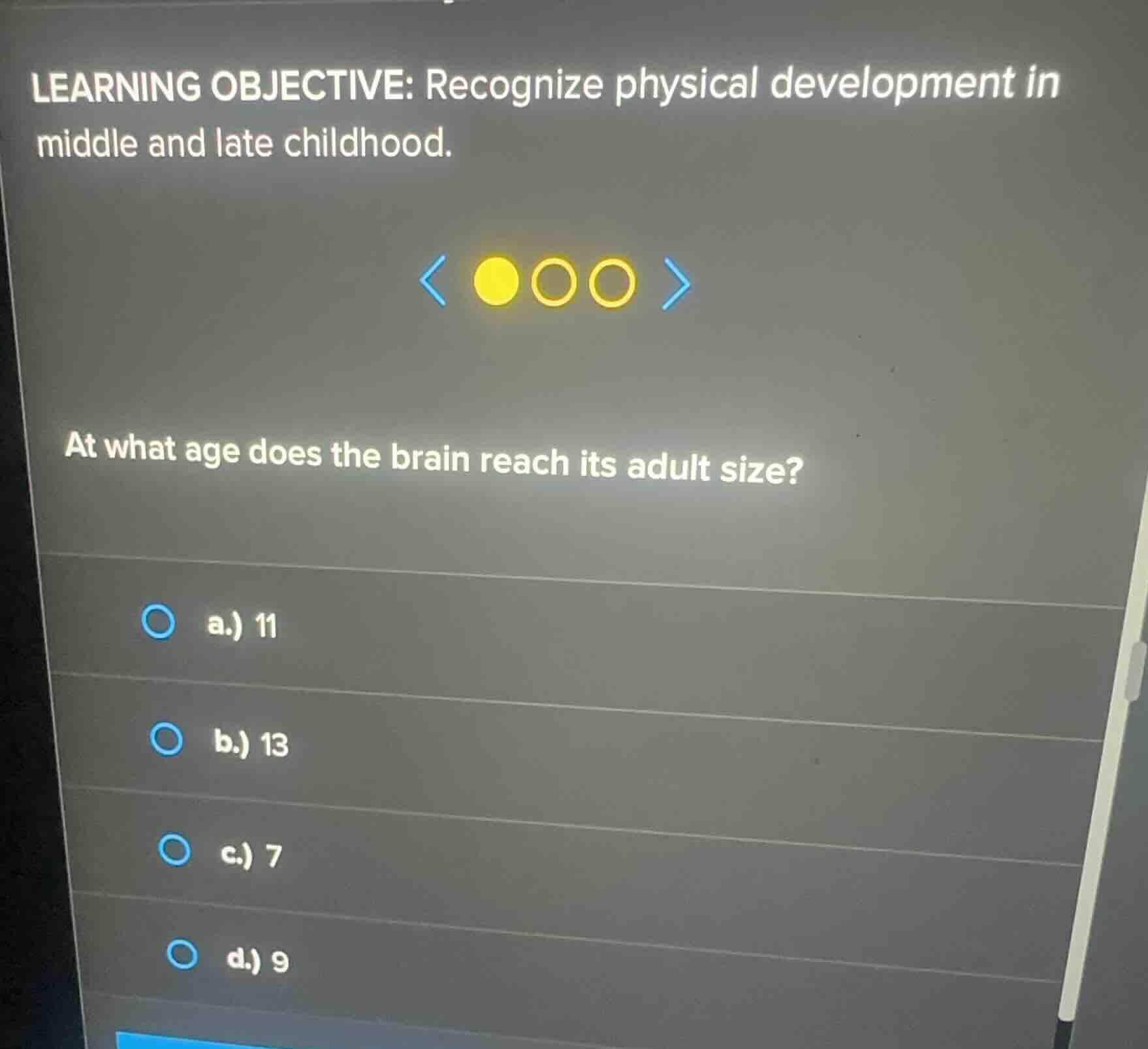 learning objective: recognize physical development in middle and late c…