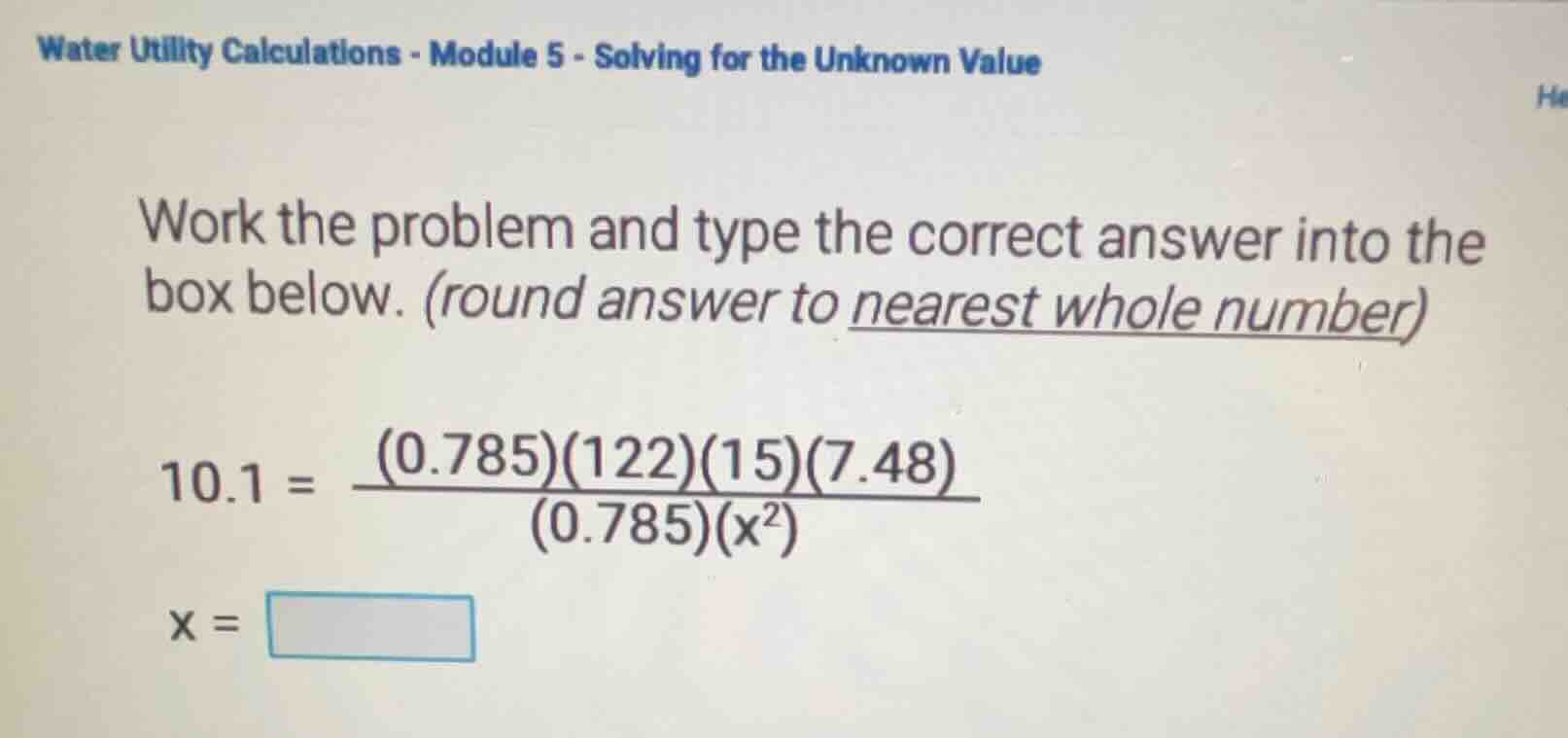 water utility calculations - module 5 - solving for the unknown value w…