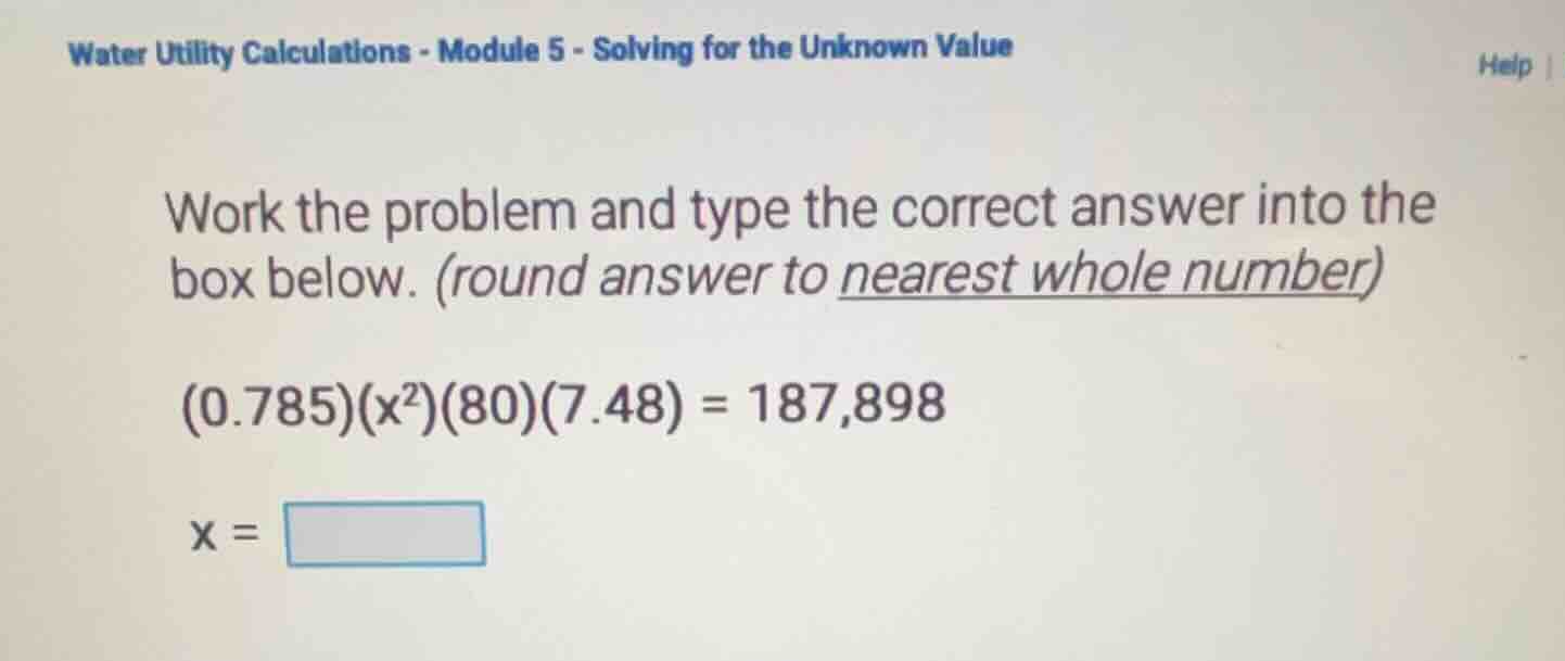 water utility calculations - module 5 - solving for the unknown value w…