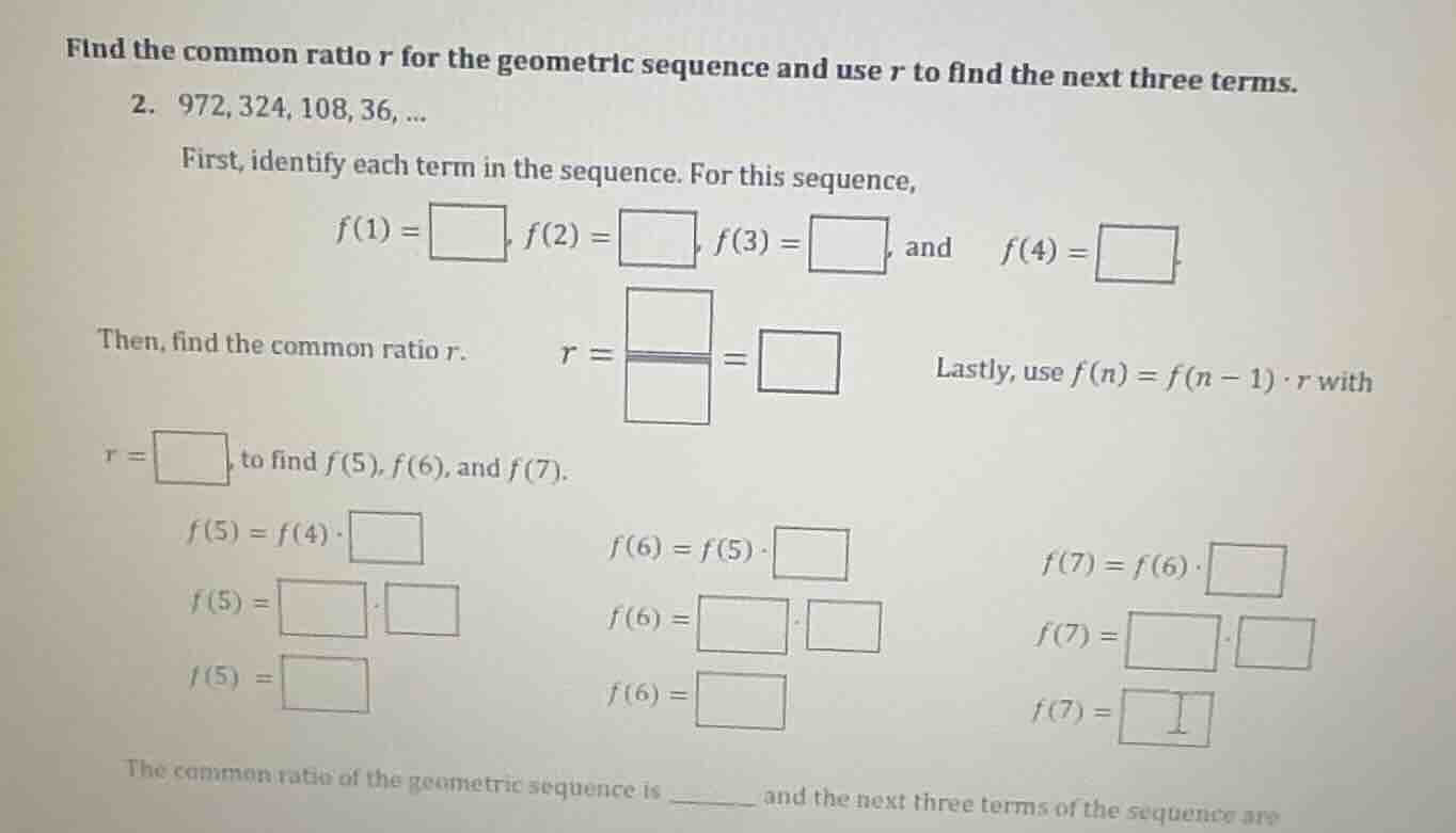 find the common ratio \\(r\\) for the geometric sequence and use \\(r\\…