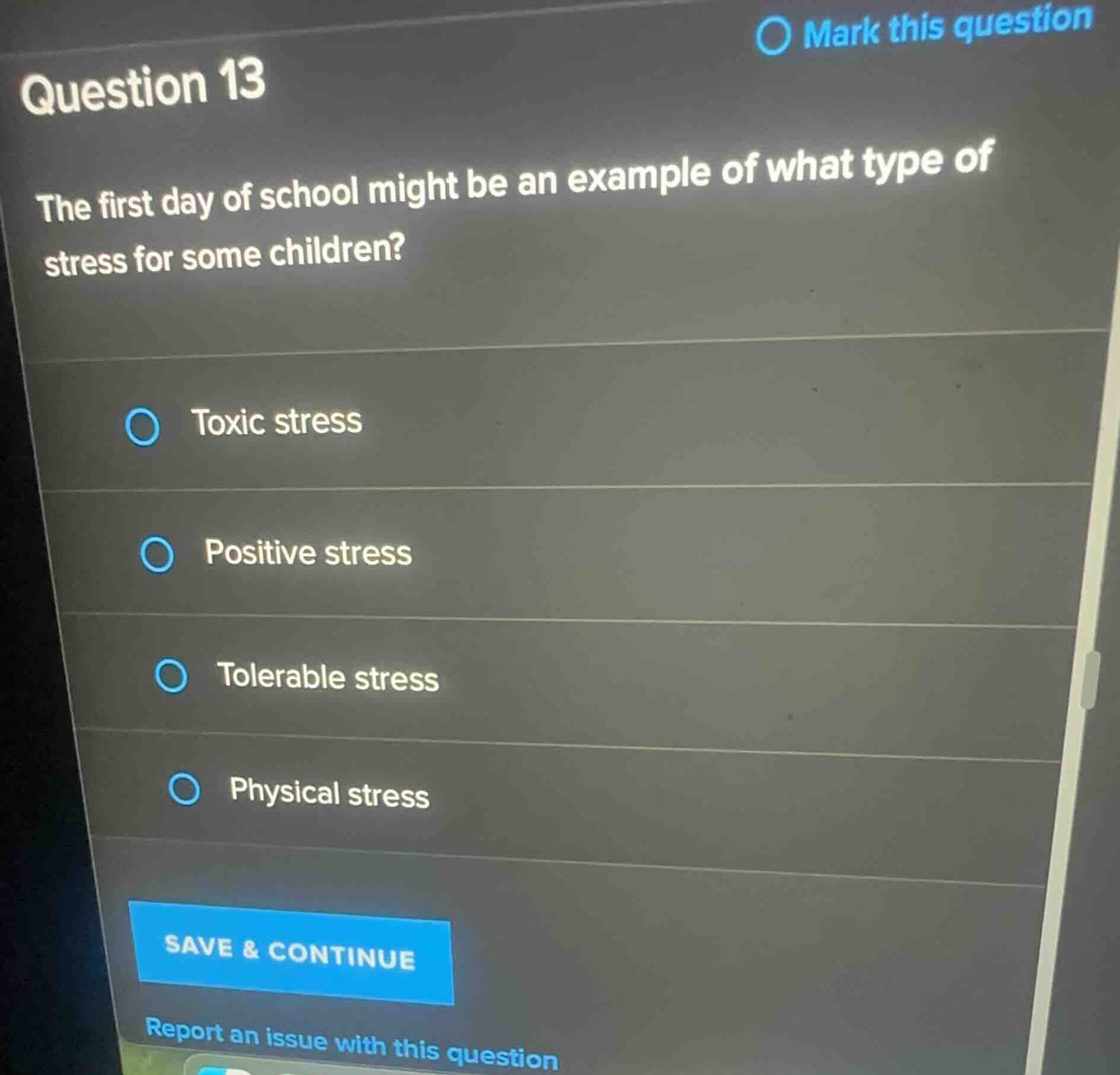 question 13 the first day of school might be an example of what type of…