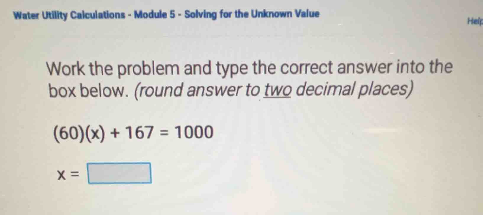 water utility calculations - module 5 - solving for the unknown value w…