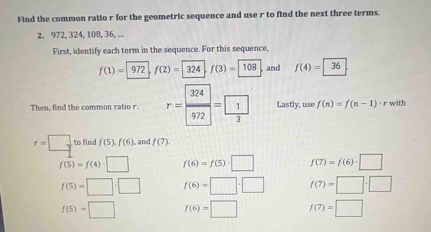 find the common ratio \\(r\\) for the geometric sequence and use \\(r\\…