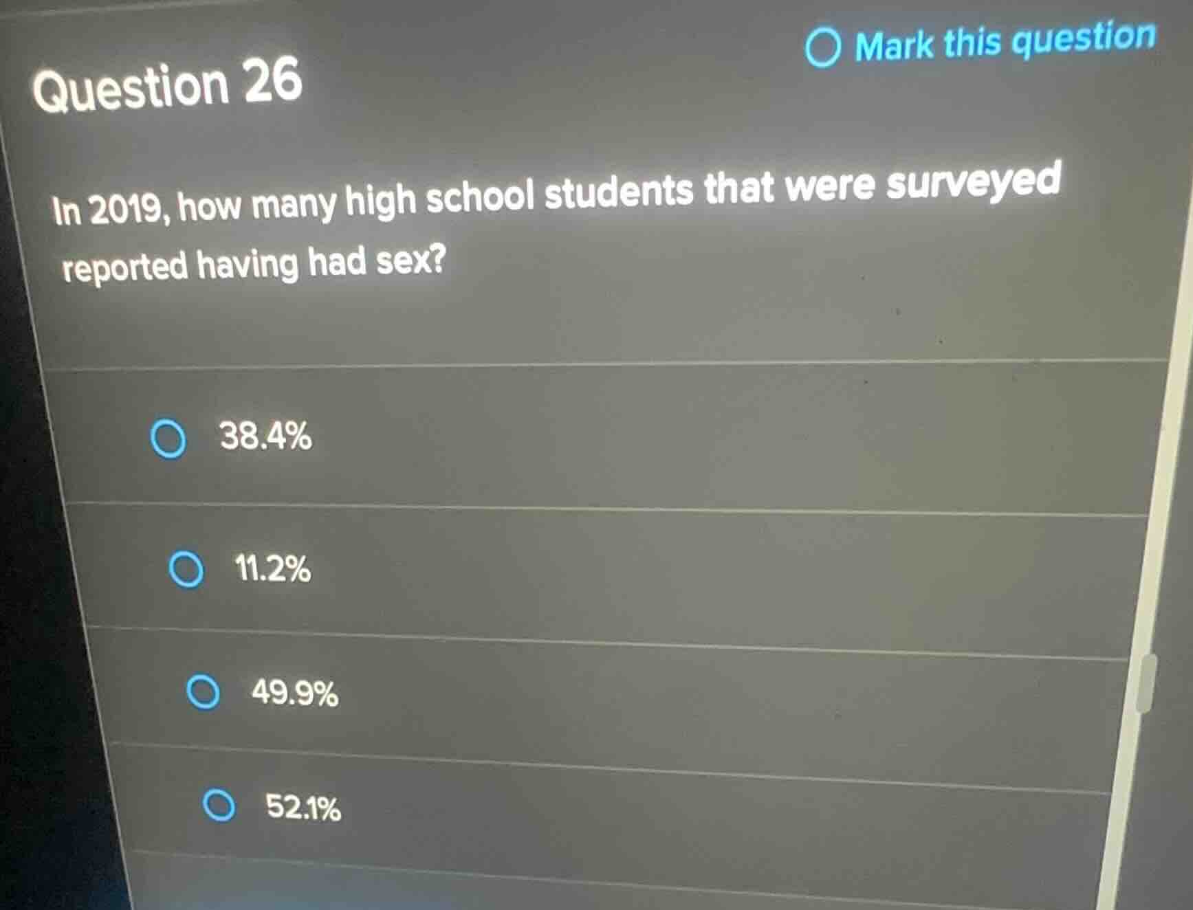 question 26 in 2019, how many high school students that were surveyed r…
