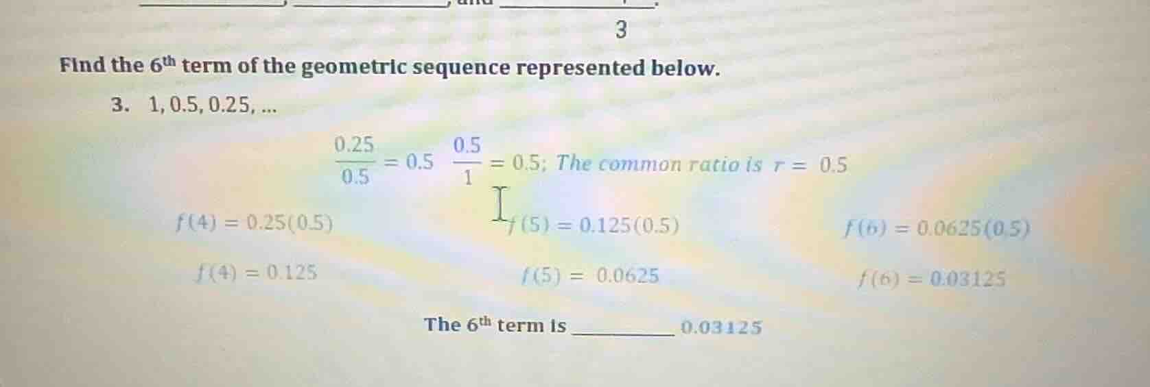 find the \\(6^{\\text{th}}\\) term of the geometric sequence represente…