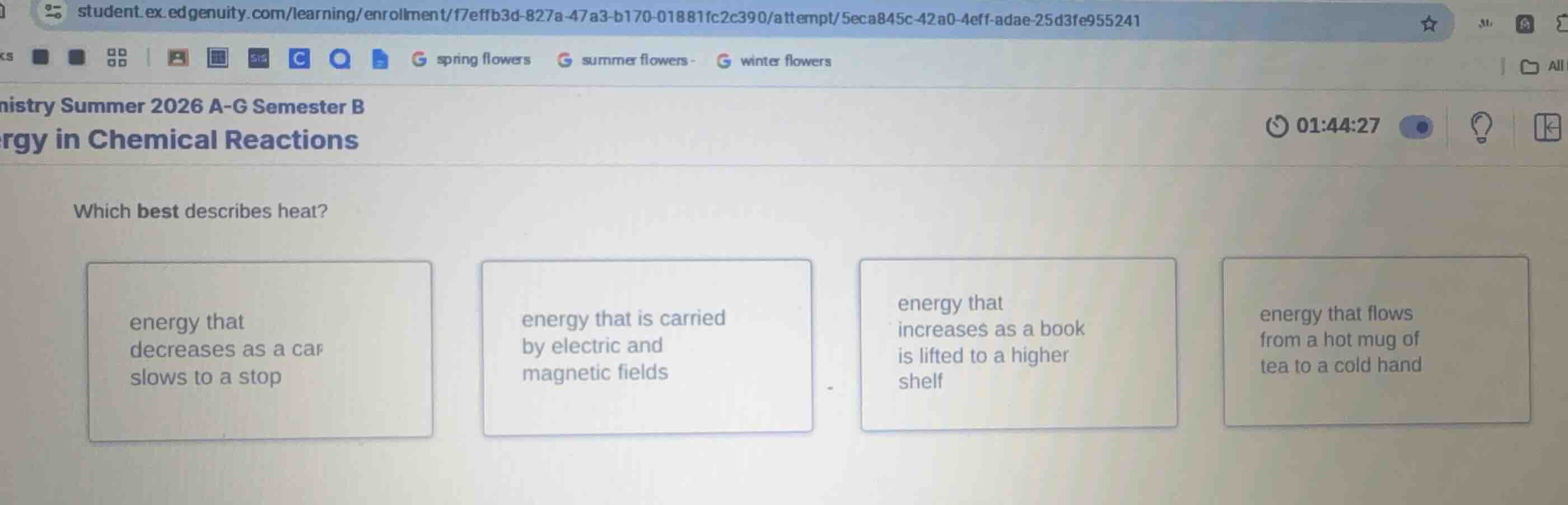 which best describes heat? - energy that decreases as a car slows to a …