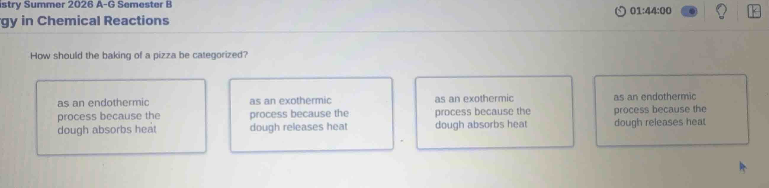 how should the baking of a pizza be categorized? - as an endothermic pr…