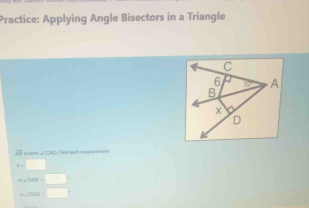 practice: applying angle bisectors in a triangle \\(\\vec{ab}\\) bisect…