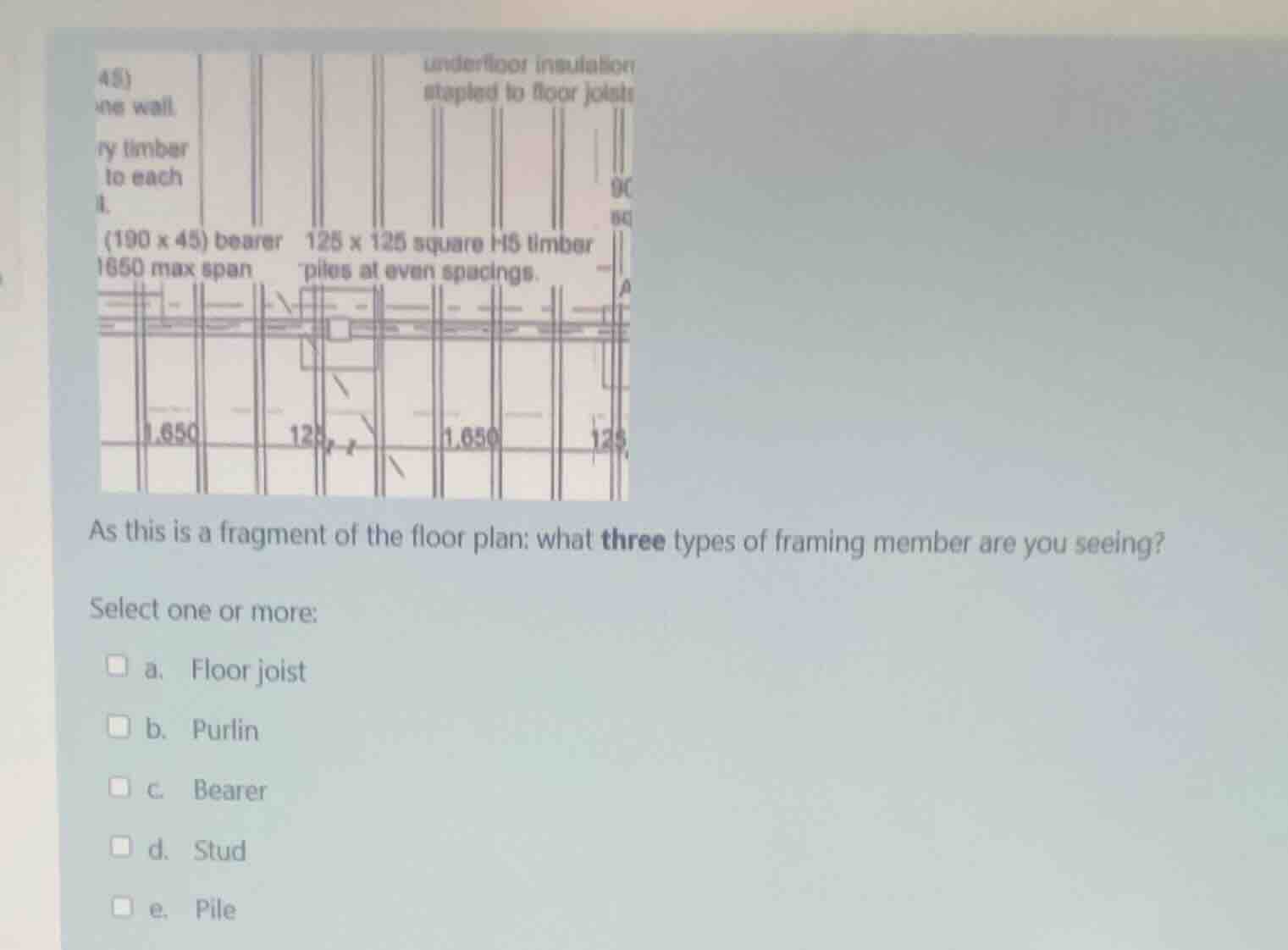 as this is a fragment of the floor plan: what three types of framing me…