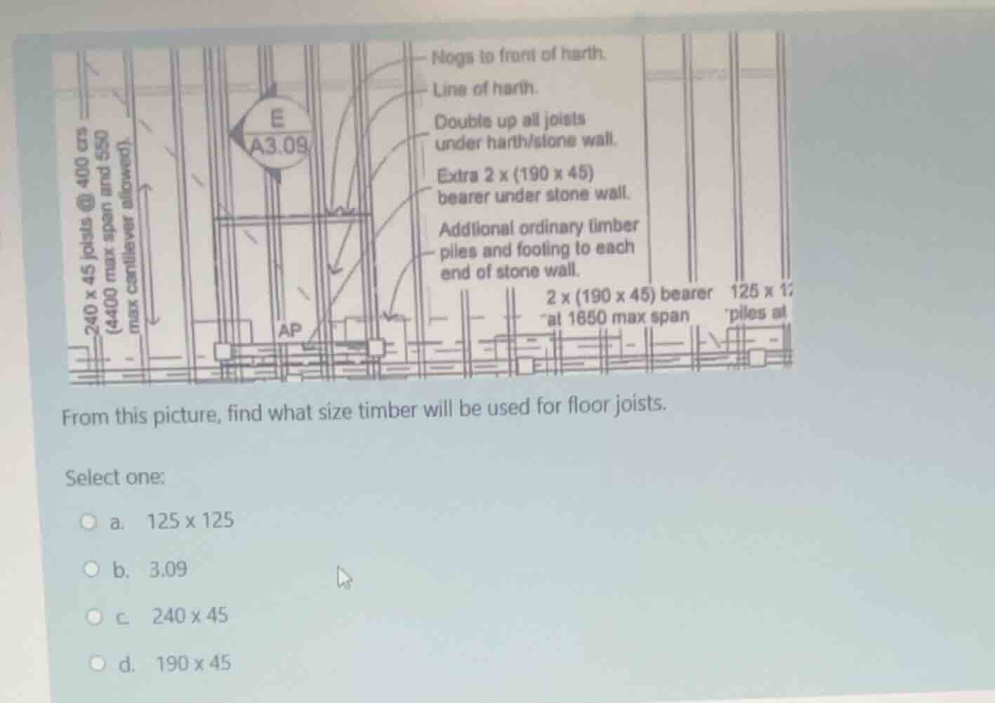 from this picture, find what size timber will be used for floor joists.…