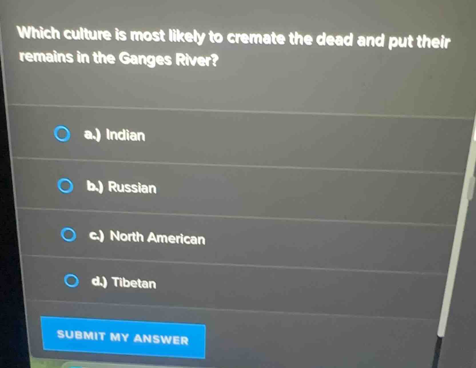 which culture is most likely to cremate the dead and put their remains …