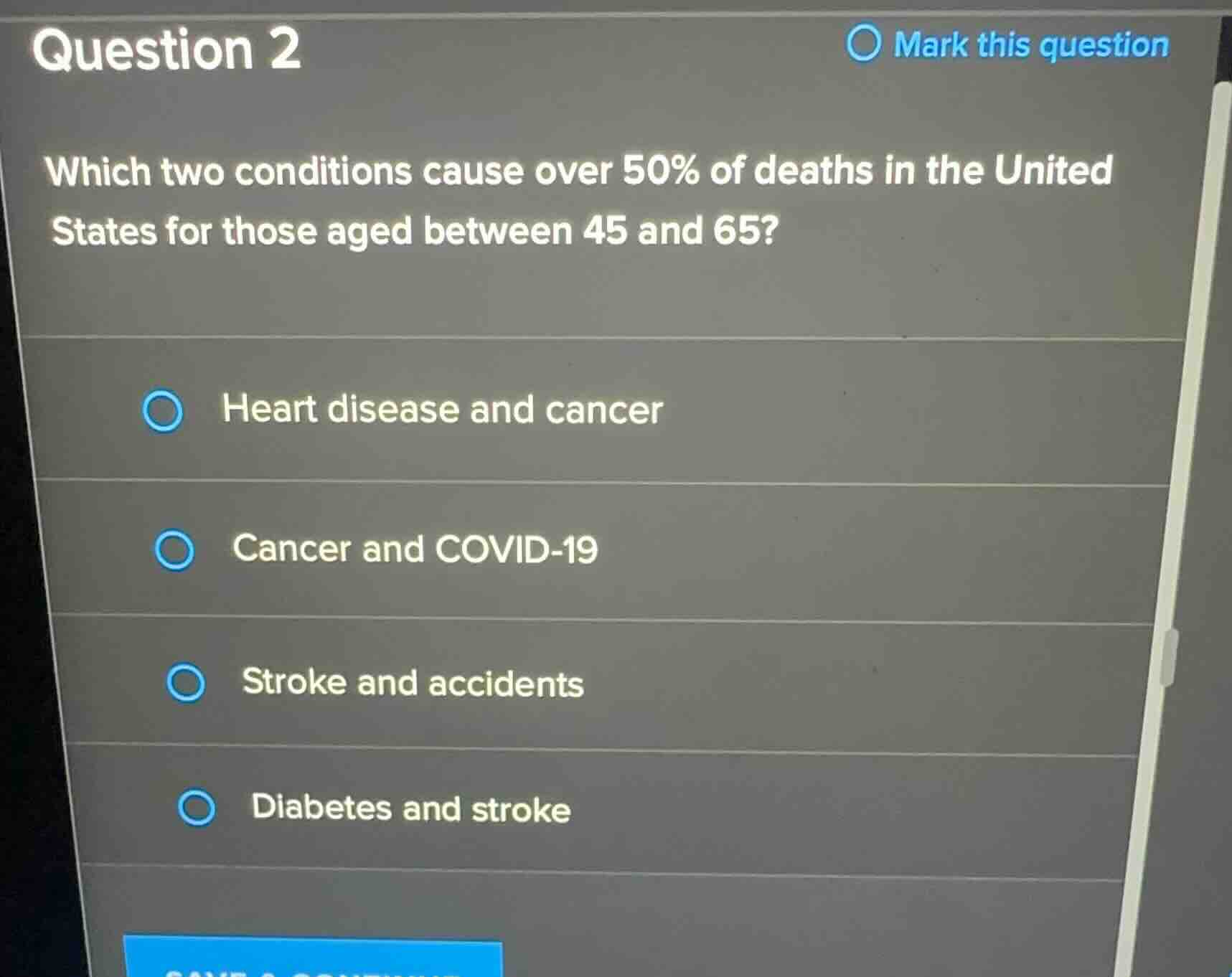 question 2 which two conditions cause over 50% of deaths in the united …