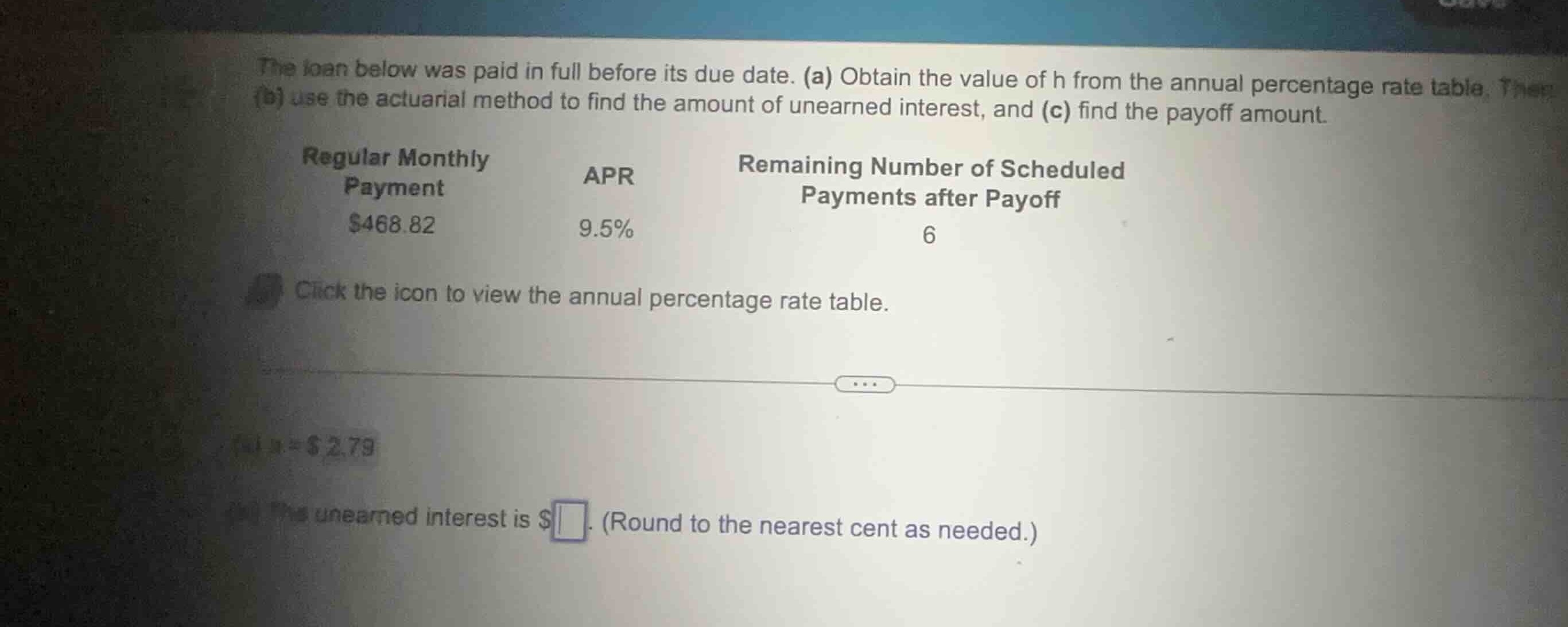 the loan below was paid in full before its due date. (a) obtain the val…
