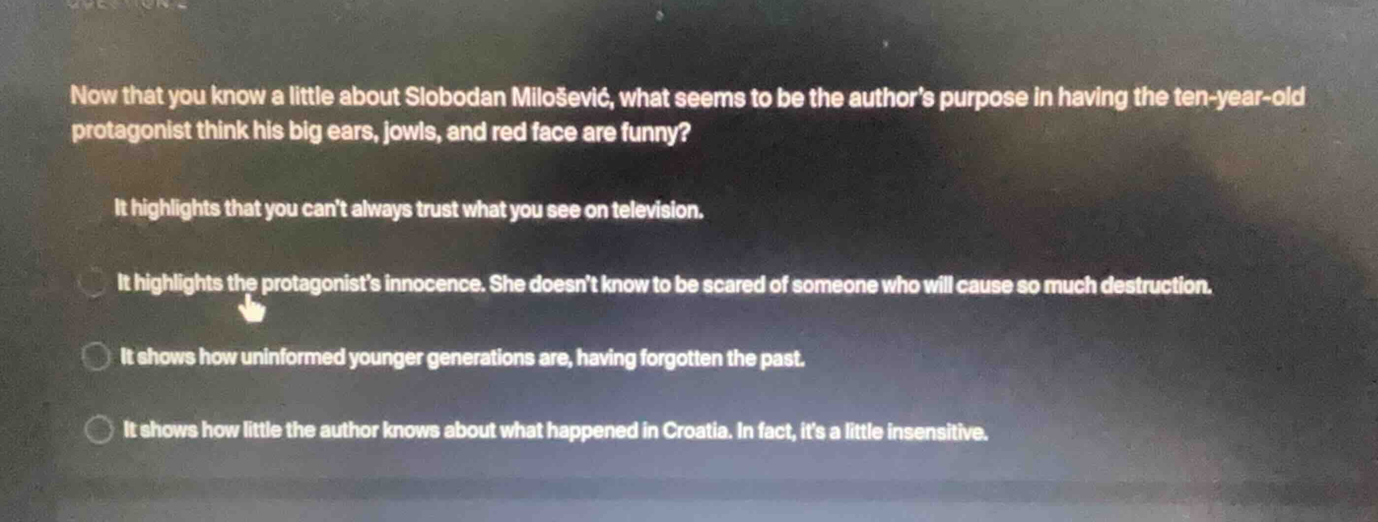 now that you know a little about slobodan milošević, what seems to be t…