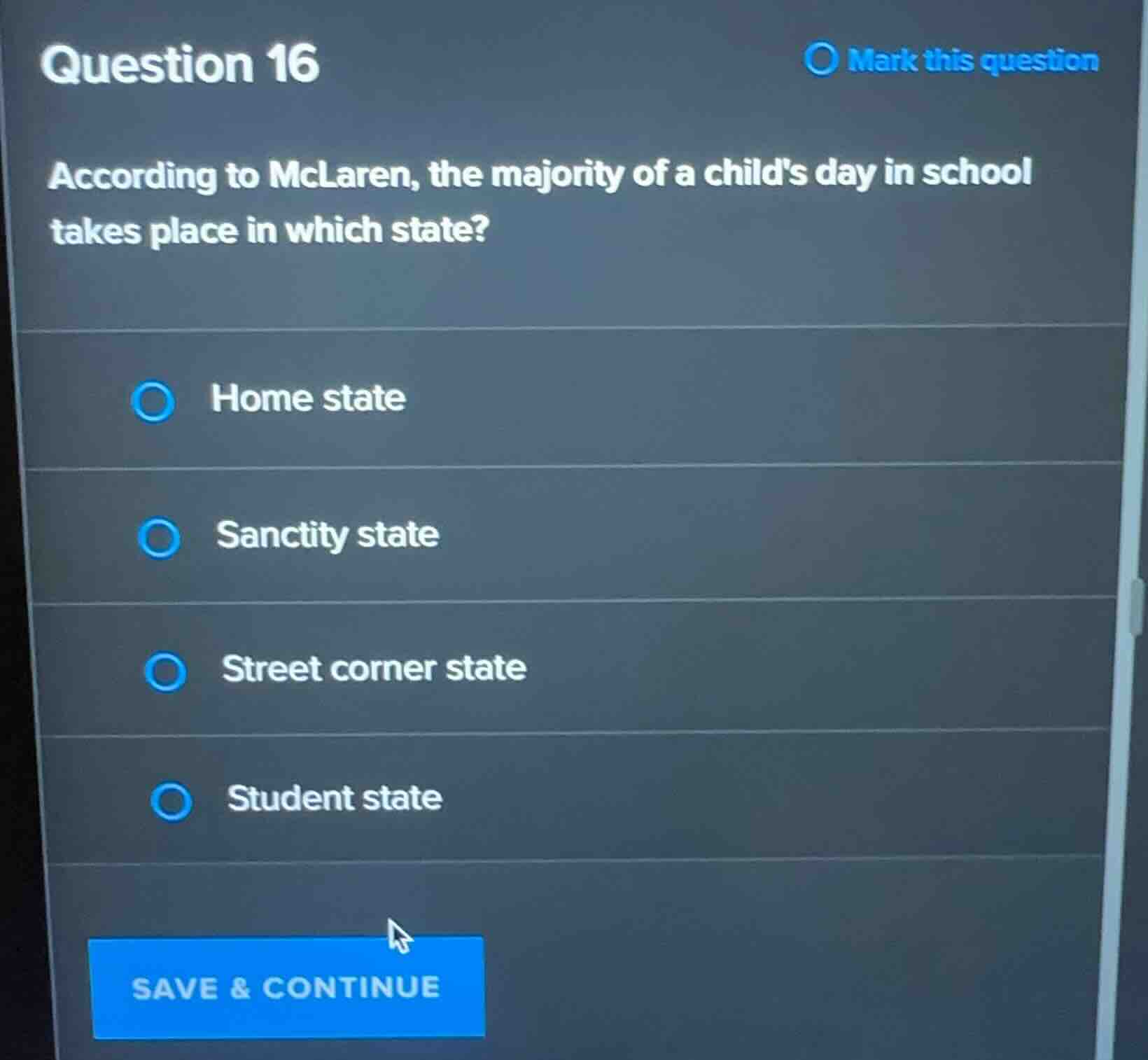 question 16 according to mclaren, the majority of a childs day in schoo…