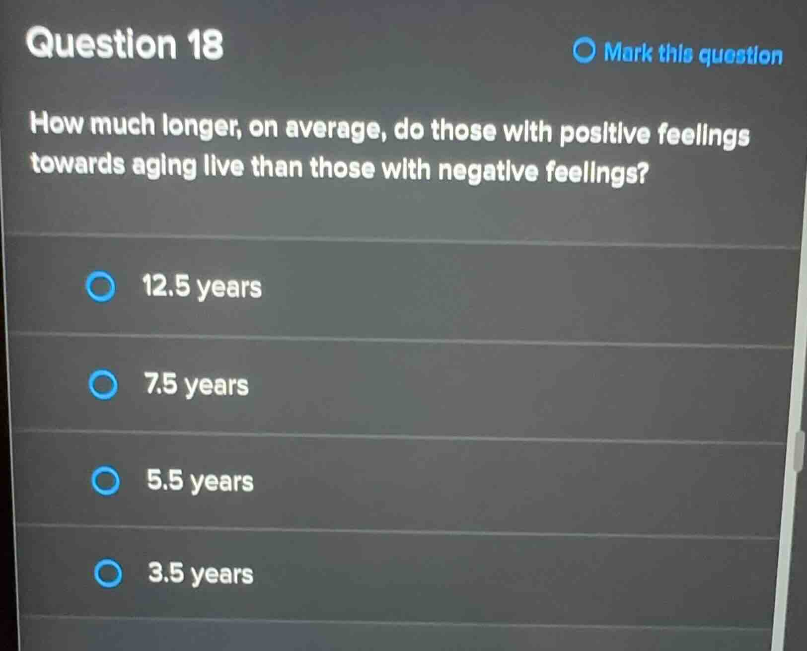 question 18 how much longer, on average, do those with positive feeling…