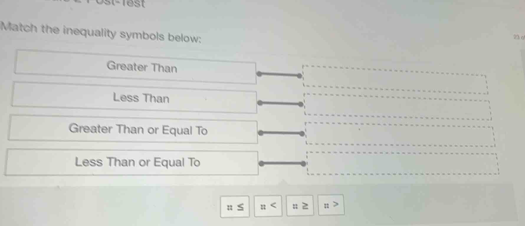 match the inequality symbols below: greater than less than greater than…
