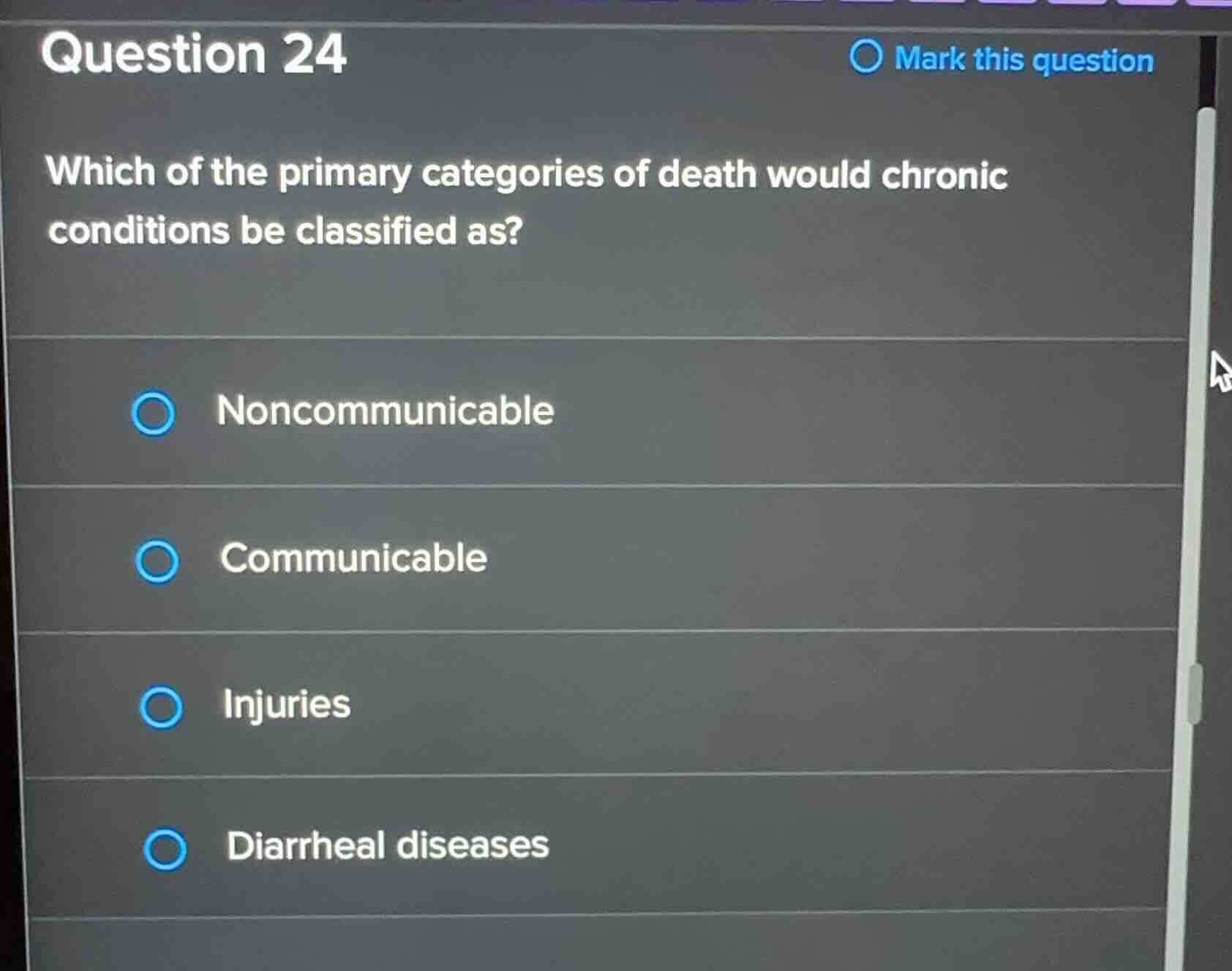 question 24 which of the primary categories of death would chronic cond…