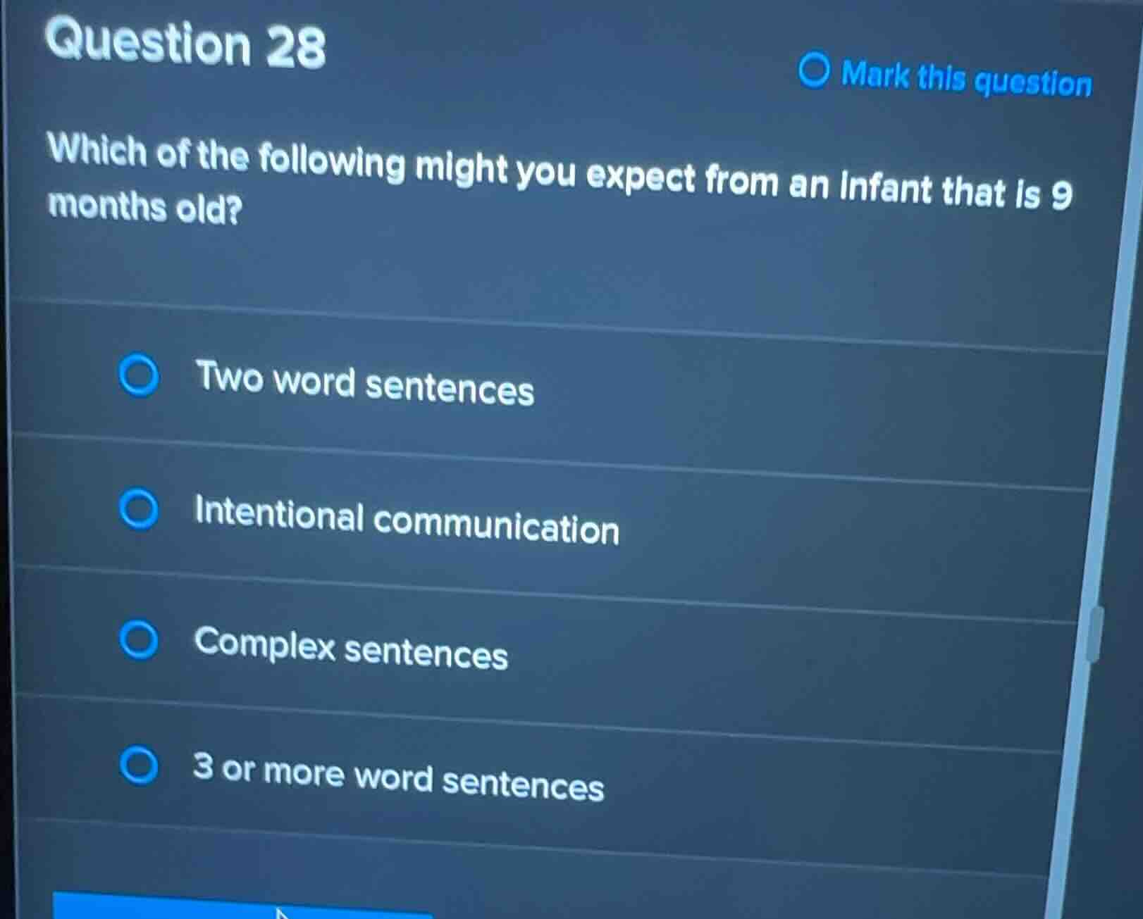 question 28 which of the following might you expect from an infant that…