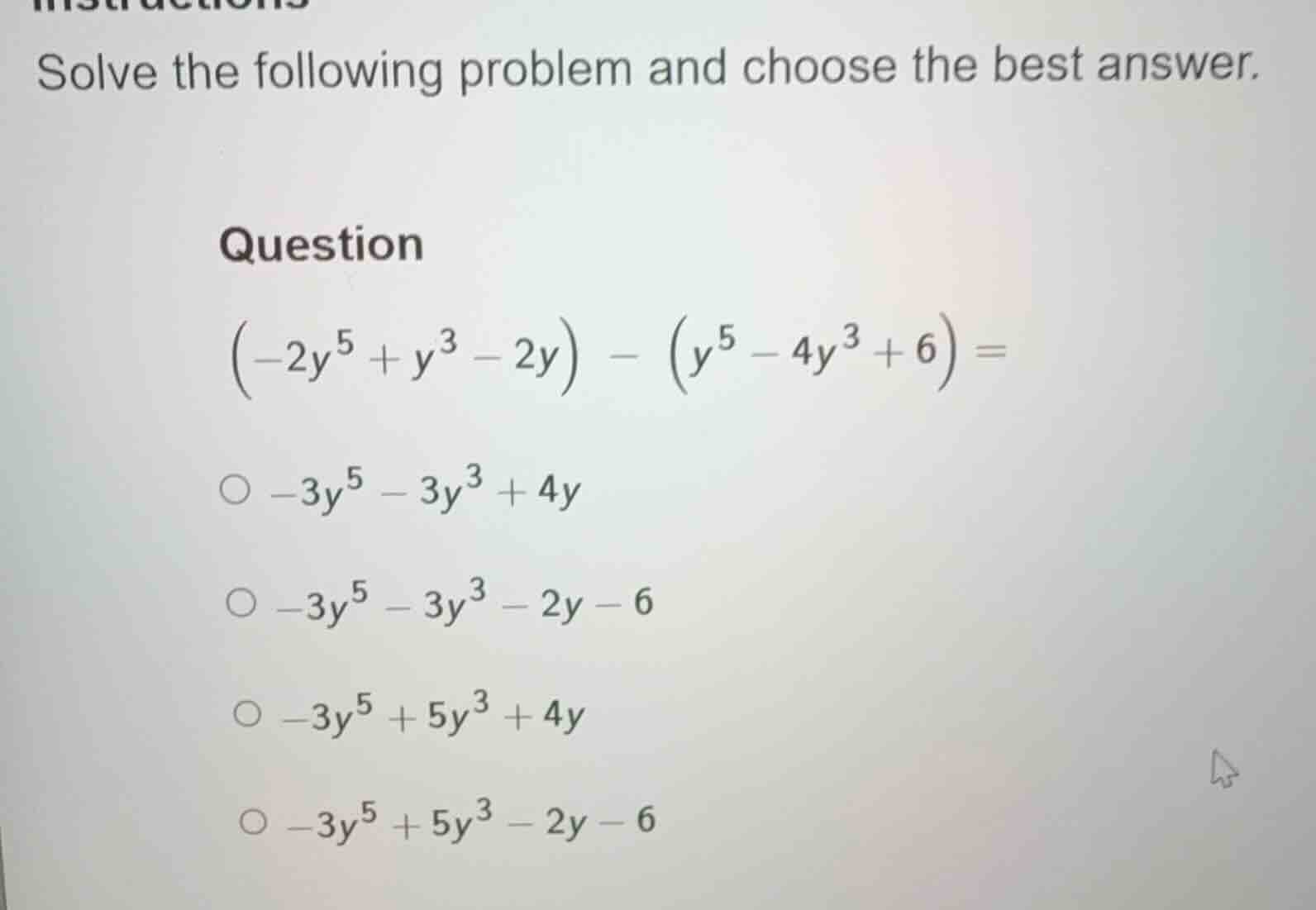 instructions solve the following problem and choose the best answer. qu…