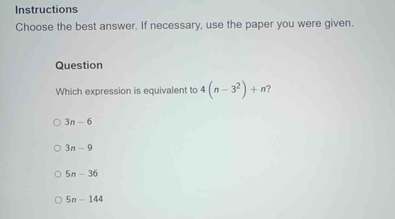 instructions choose the best answer. if necessary, use the paper you we…