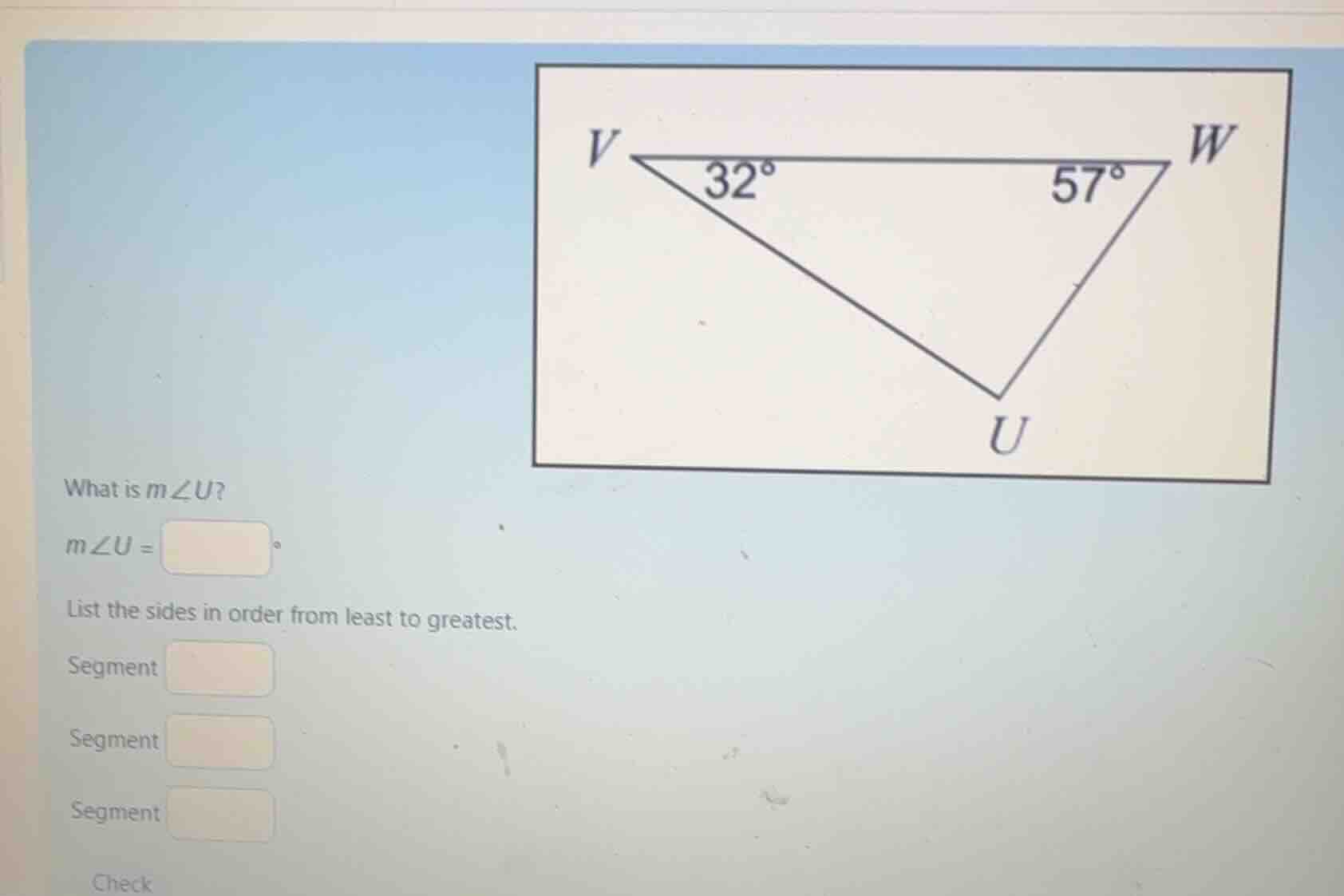 what is \\(m\\angle u\\)? \\(m\\angle u = \\quad ^\\circ\\) list the si…