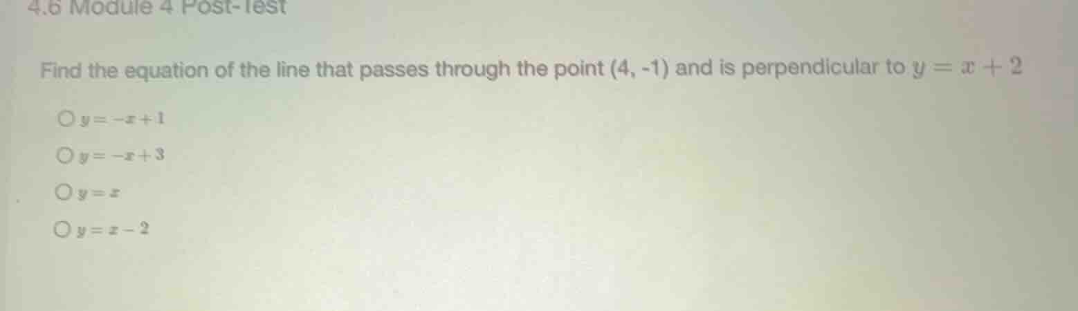 find the equation of the line that passes through the point \\((4, -1)\…