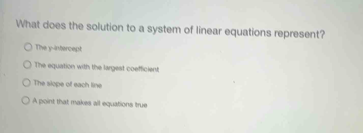 what does the solution to a system of linear equations represent? the y…