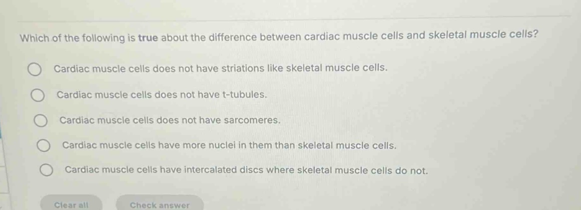 which of the following is true about the difference between cardiac mus…
