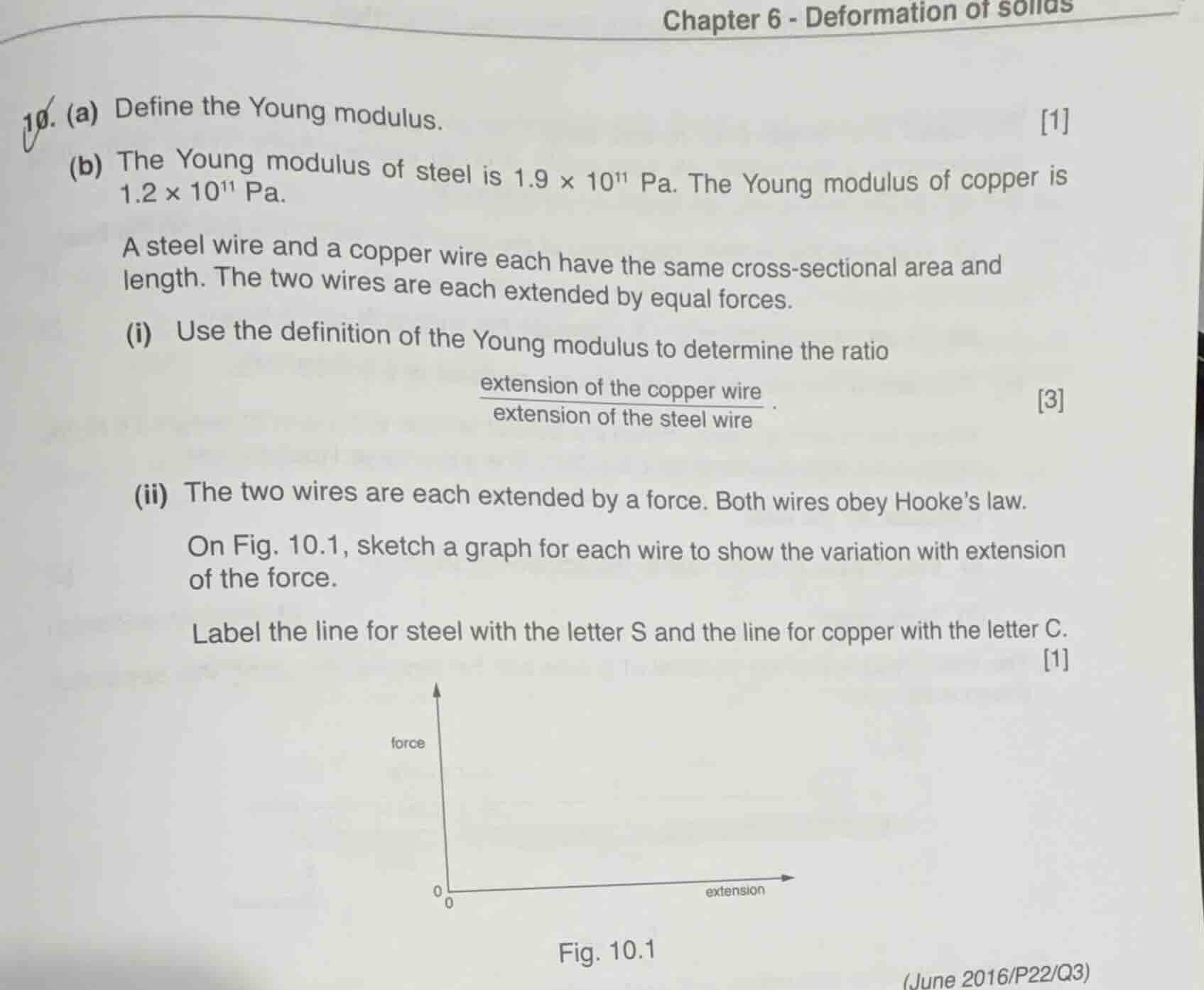 chapter 6 - deformation of solids 10. (a) define the young modulus. 1 (…