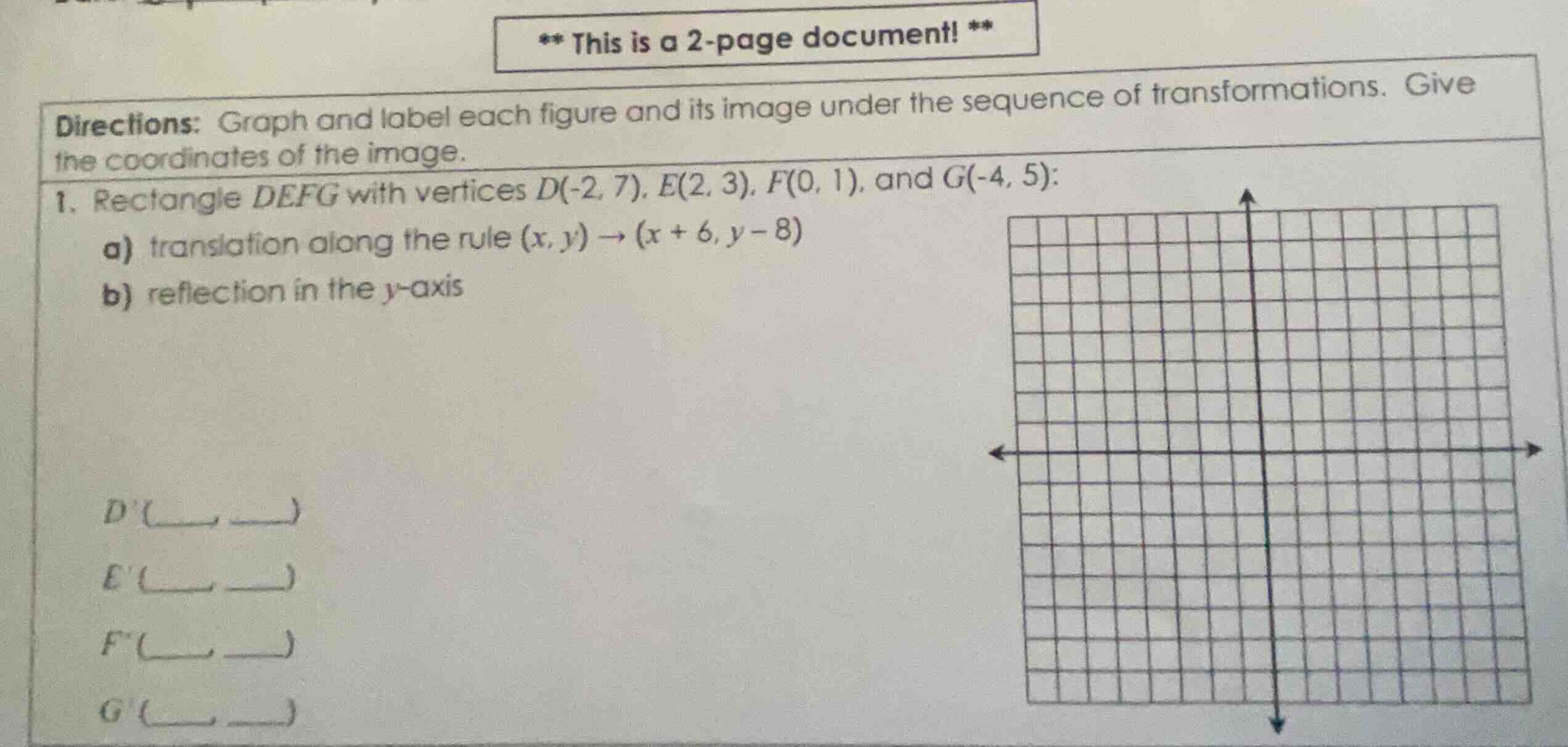 directions: graph and label each figure and its image under the sequenc…