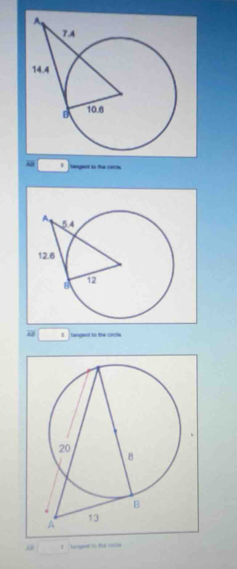 ab is tangent to the circle. ab is tangent to the circle. ab is tangent…