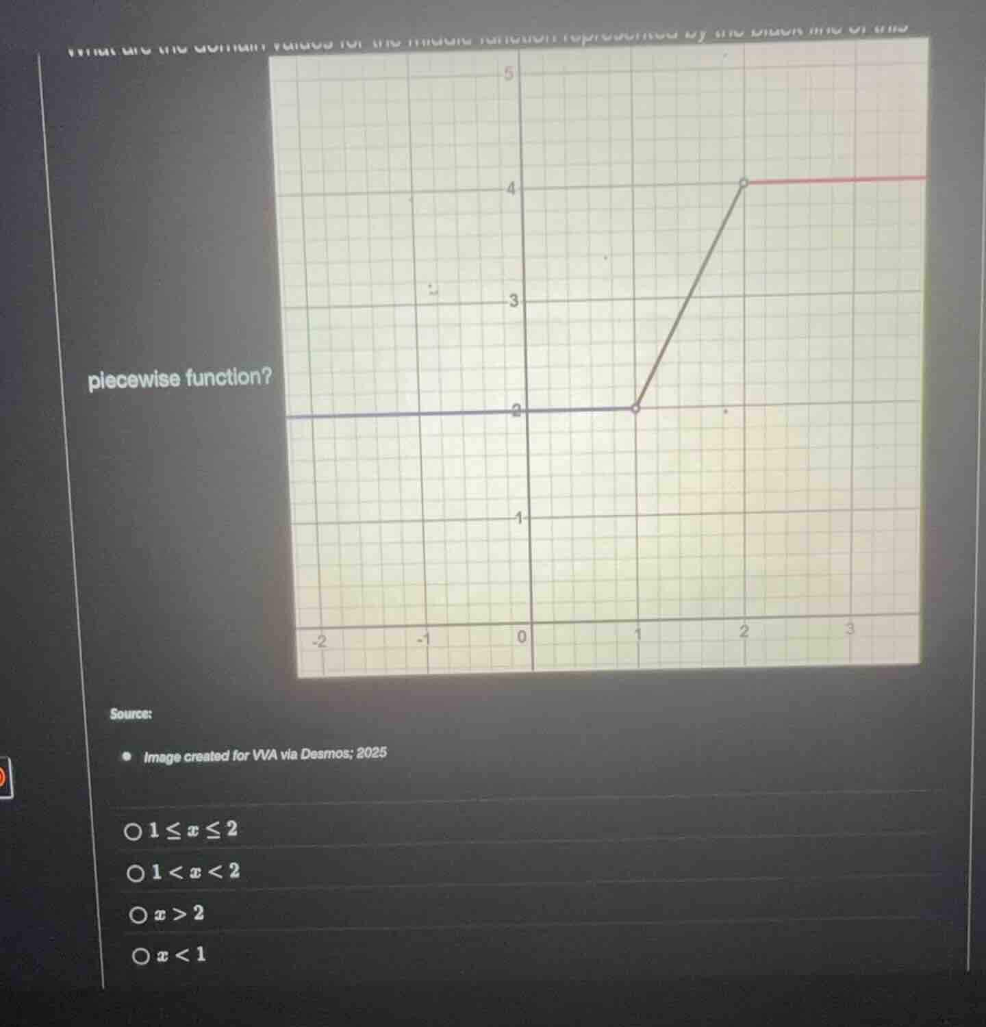 what are the domain values for the middle function represented by the b…