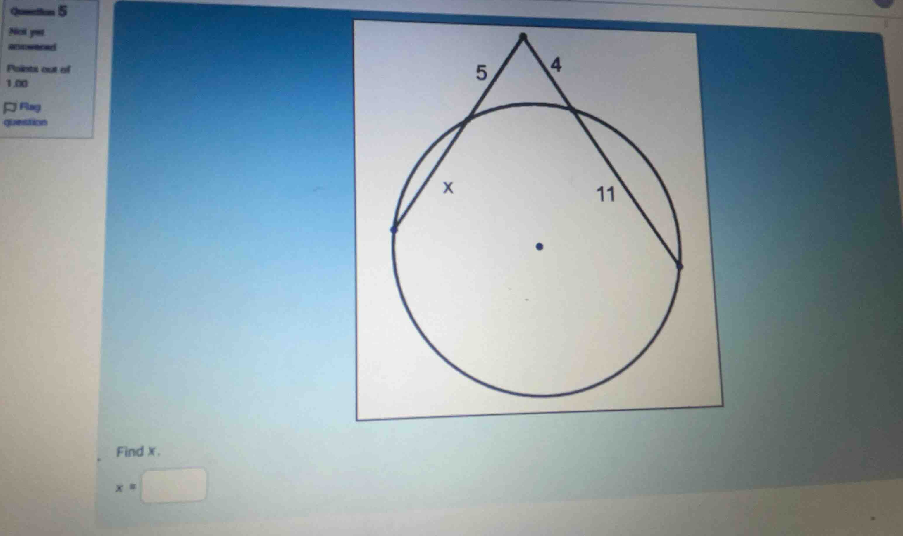 find x. x =