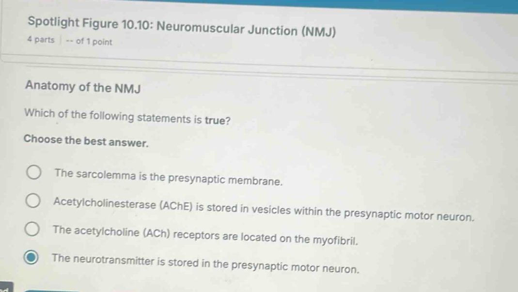 spotlight figure 10.10: neuromuscular junction (nmj) anatomy of the nmj…