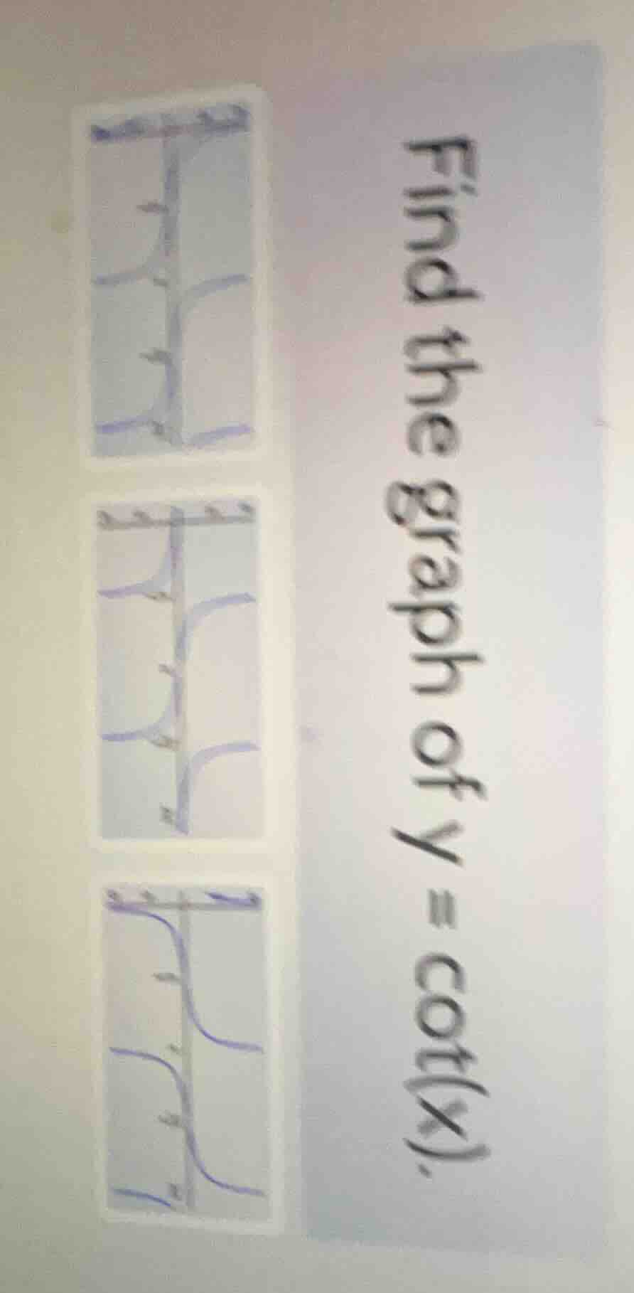 find the graph of (y = \\cot(x)).