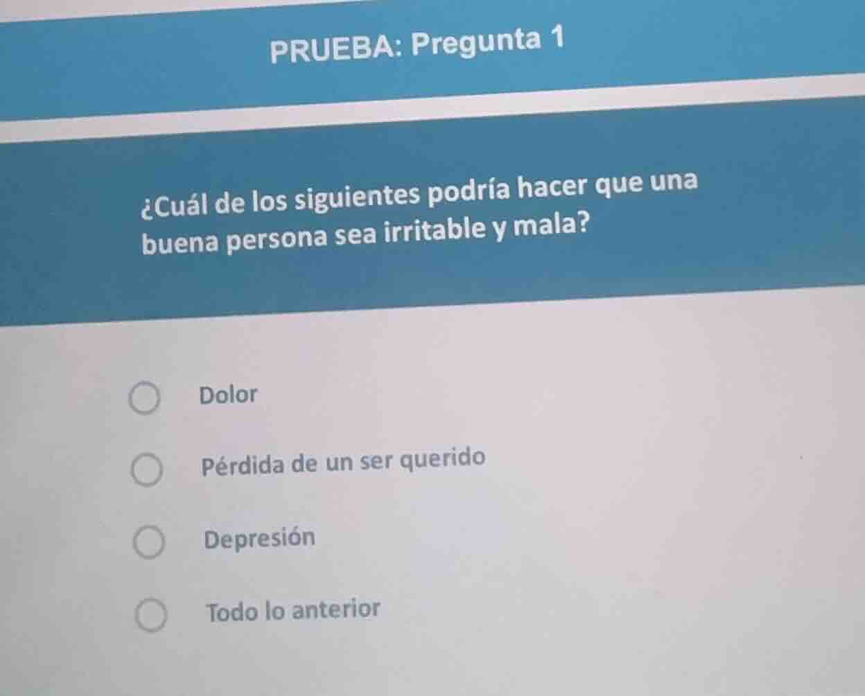 prueba: pregunta 1 ¿cuál de los siguientes podría hacer que una buena p…