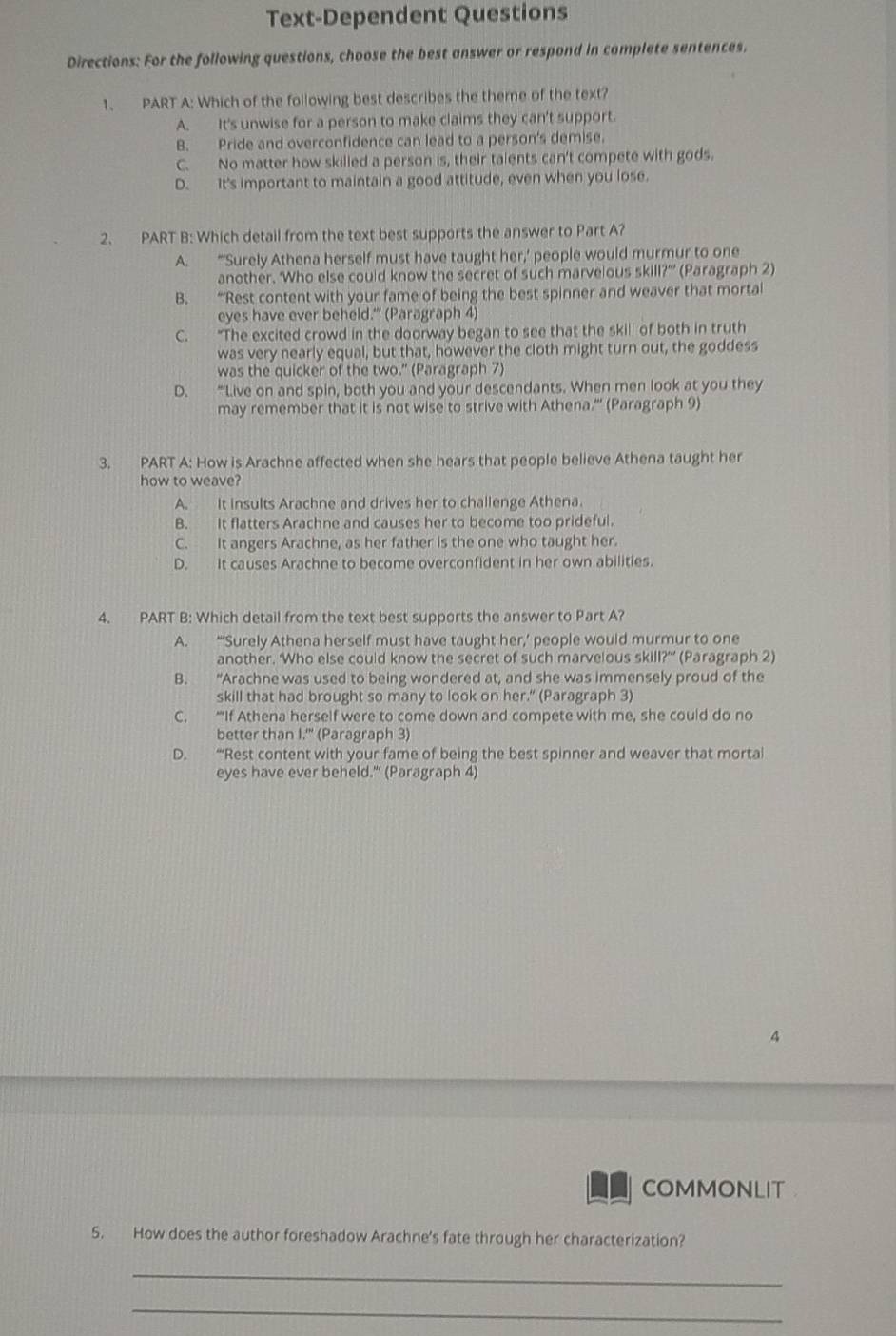 text-dependent questions directions: for the following questions, choos…