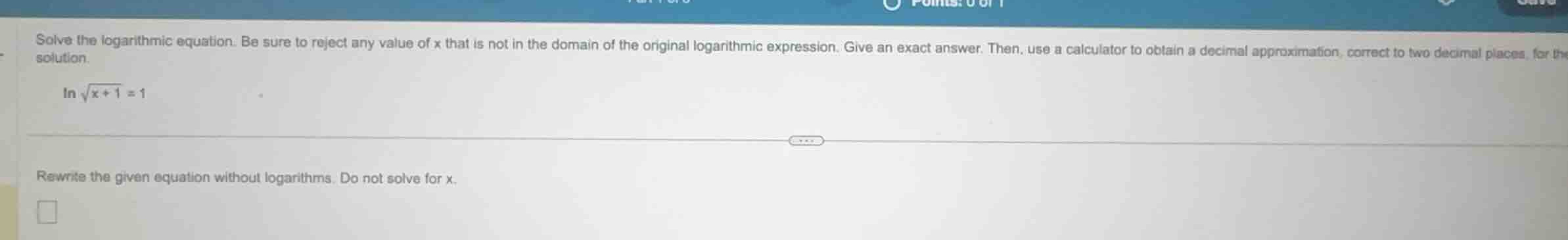 solve the logarithmic equation. be sure to reject any value of x that i…