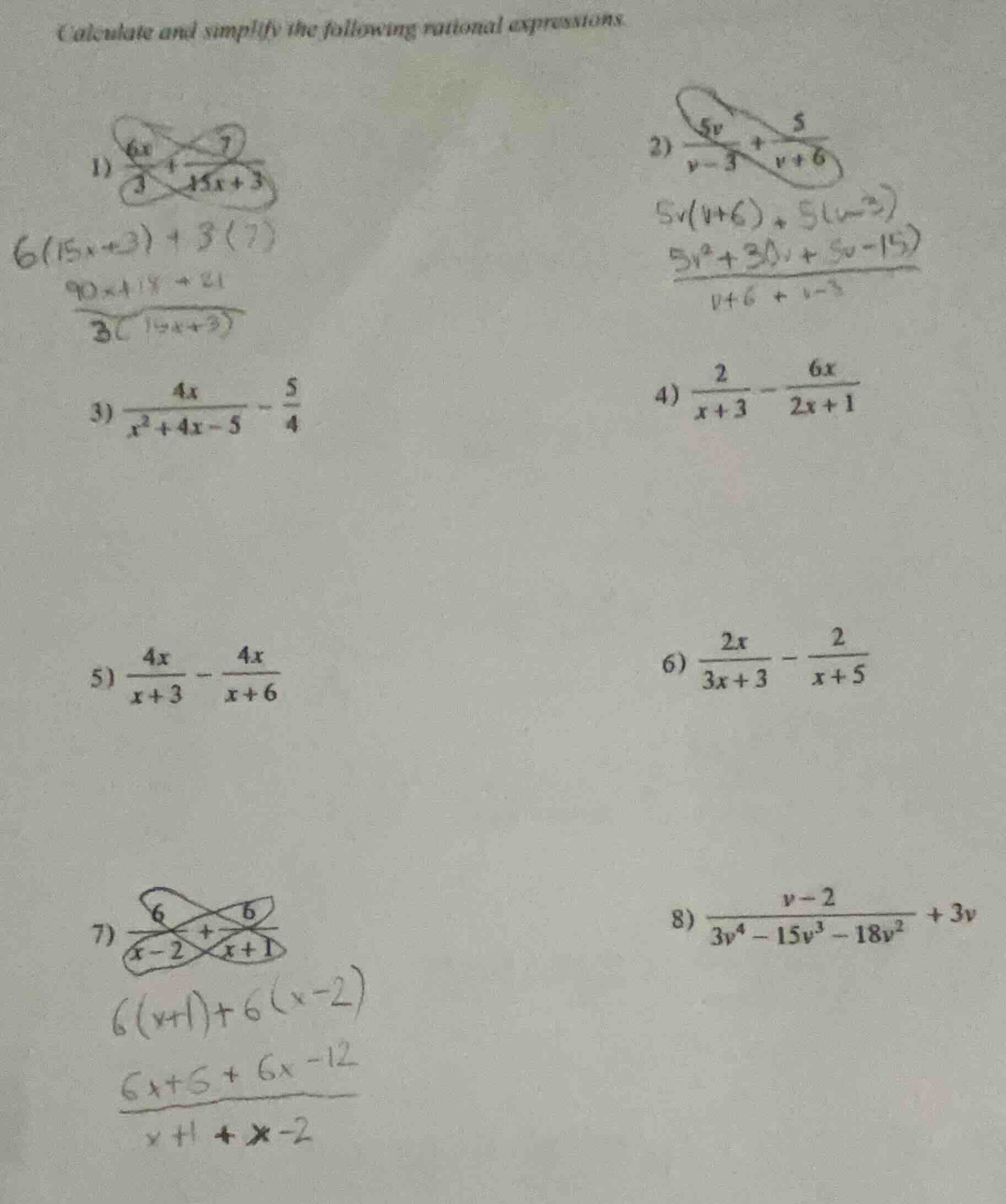 calculate and simplify the following rational expressions. 1) \\(\\frac…