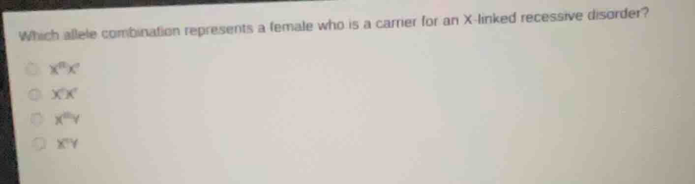 which allele combination represents a female who is a carrier for an x-…