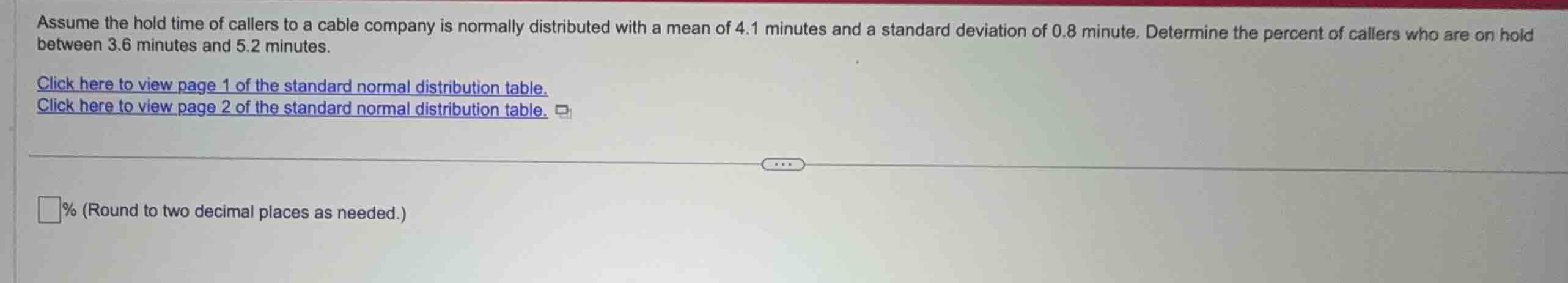 assume the hold time of callers to a cable company is normally distribu…